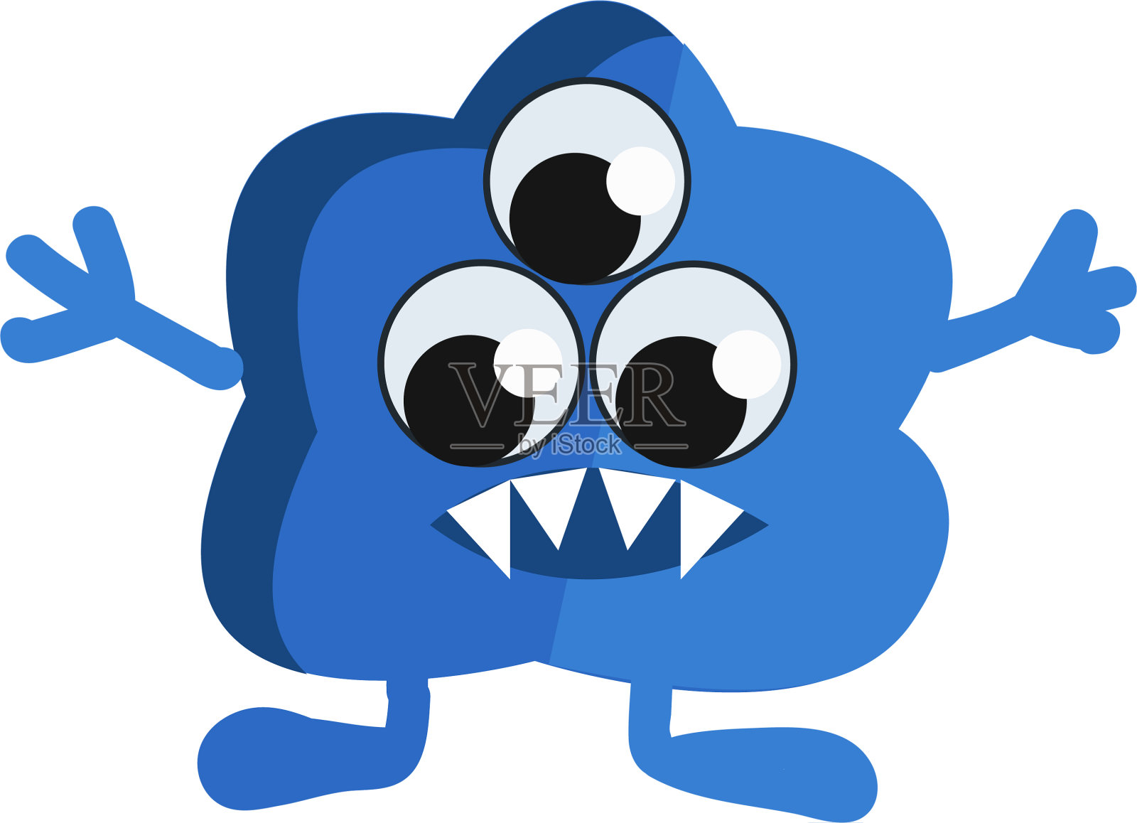 卡通人物是一个有三只眼睛的外星生物设计元素图片