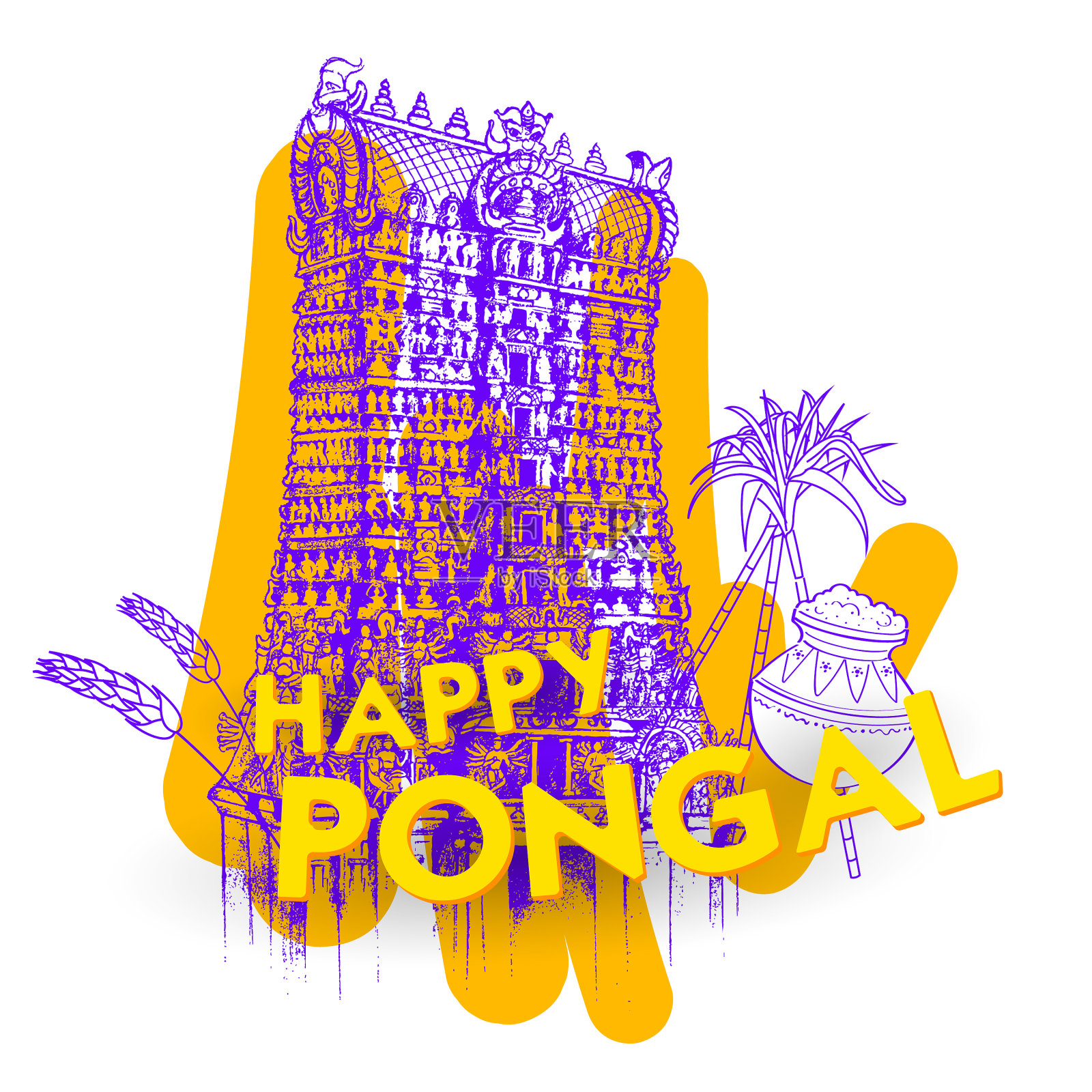 祝泰米尔的pongal节日丰收节快乐设计元素图片