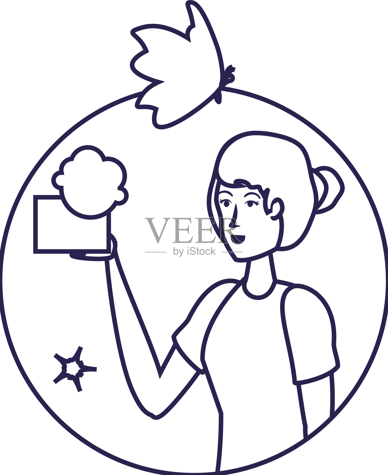 带有泡沫设计的隔离清洗桶设计元素图片