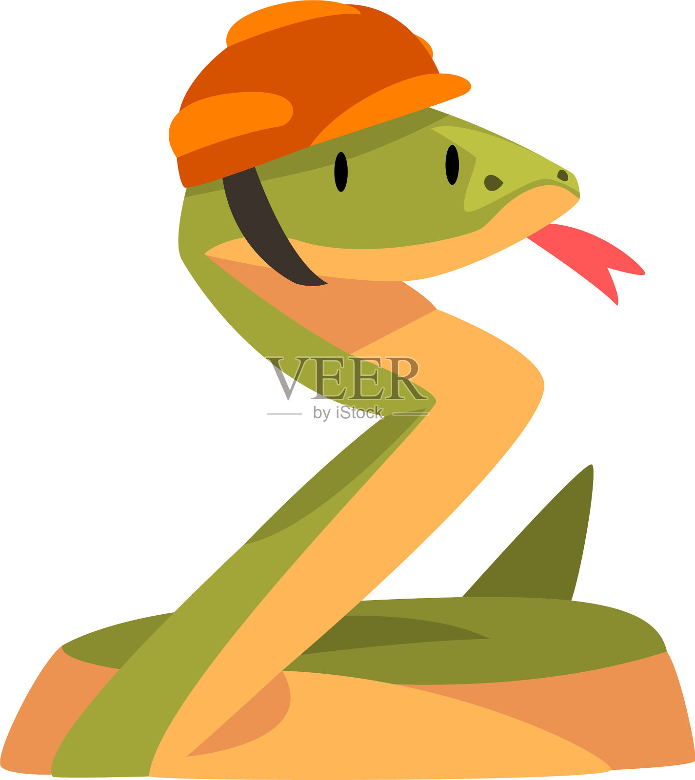 蛇建筑工人戴着安全帽可爱设计元素图片