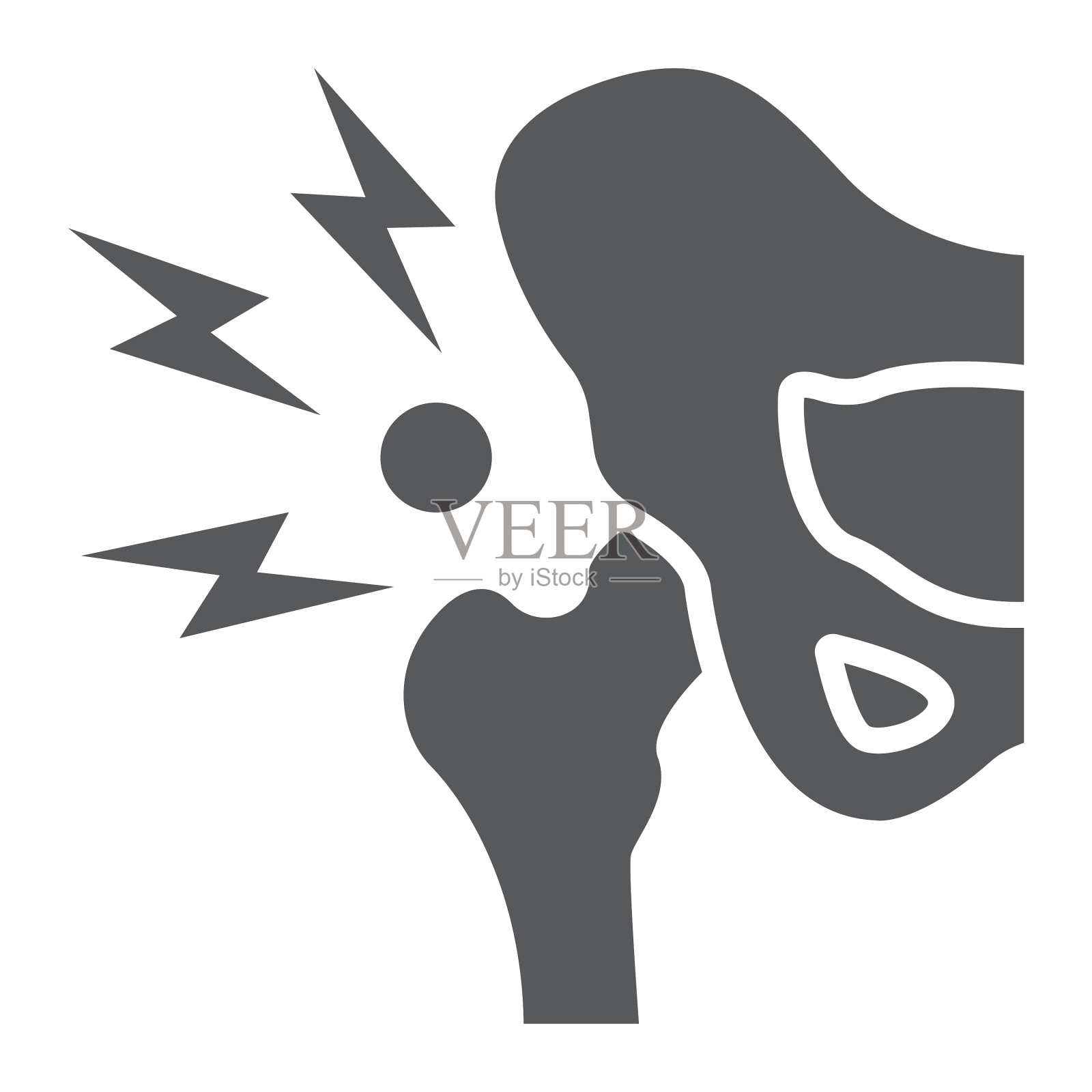 臀部疼痛字形图标身体和损伤臀部设计元素图片