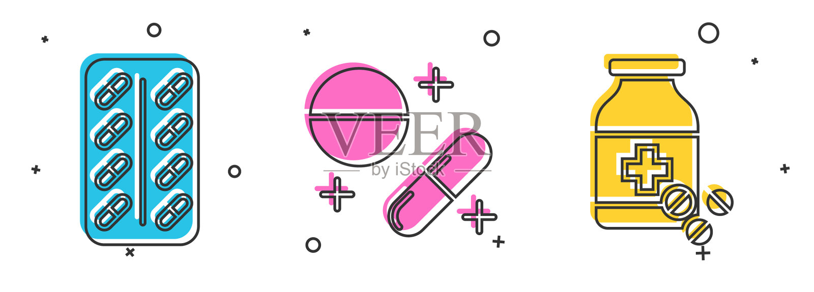 用泡罩包装药丸或片剂图标素材