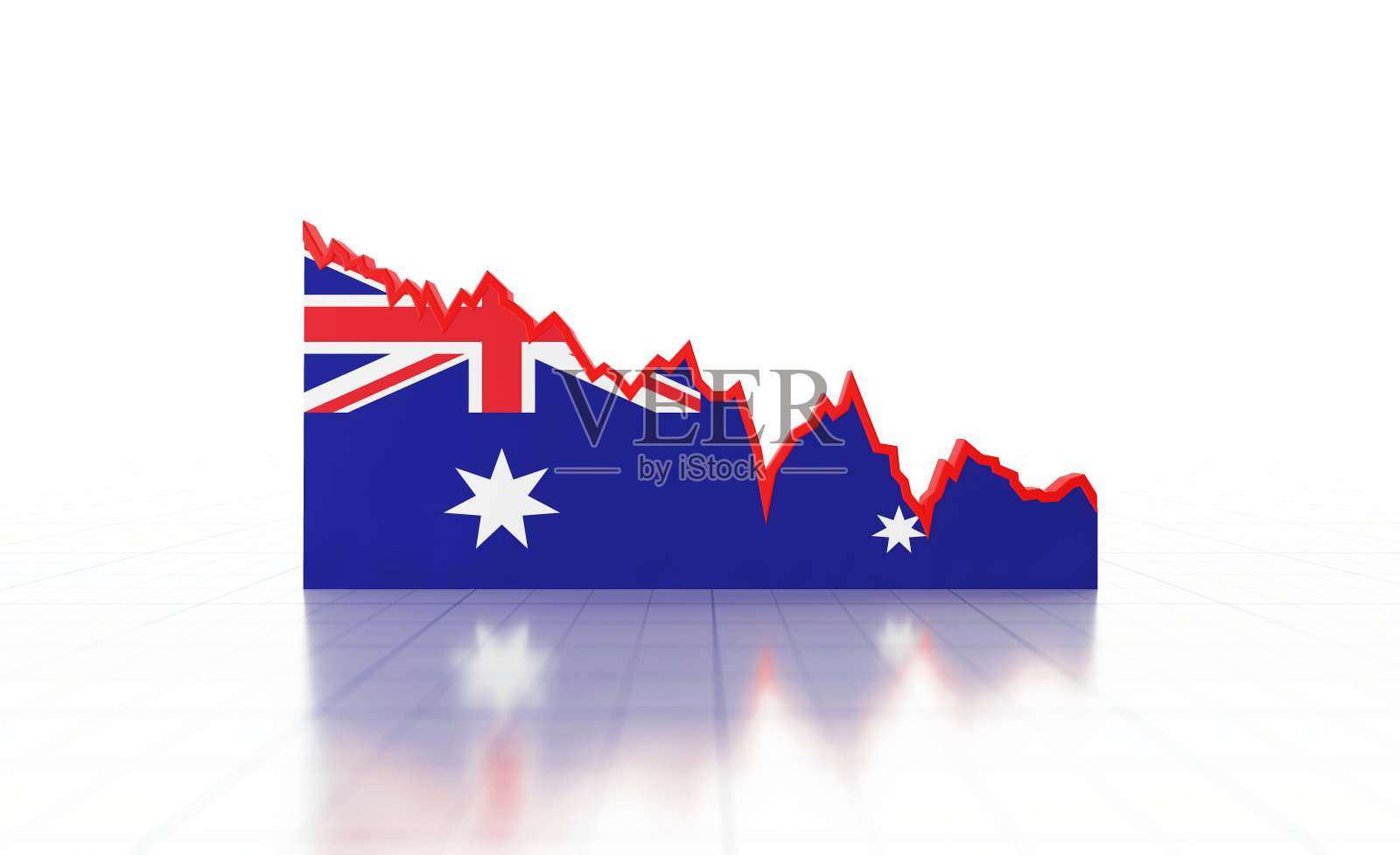 挥发性线形图纹理与澳大利亚国旗移动下白色背景照片摄影图片