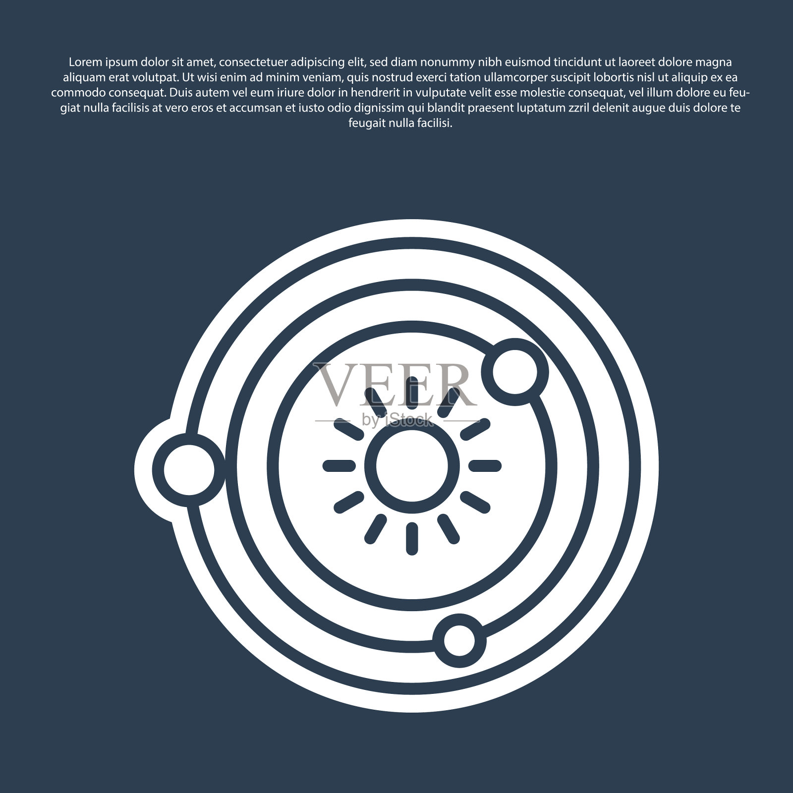 蓝线上孤立的太阳系图标插画图片素材