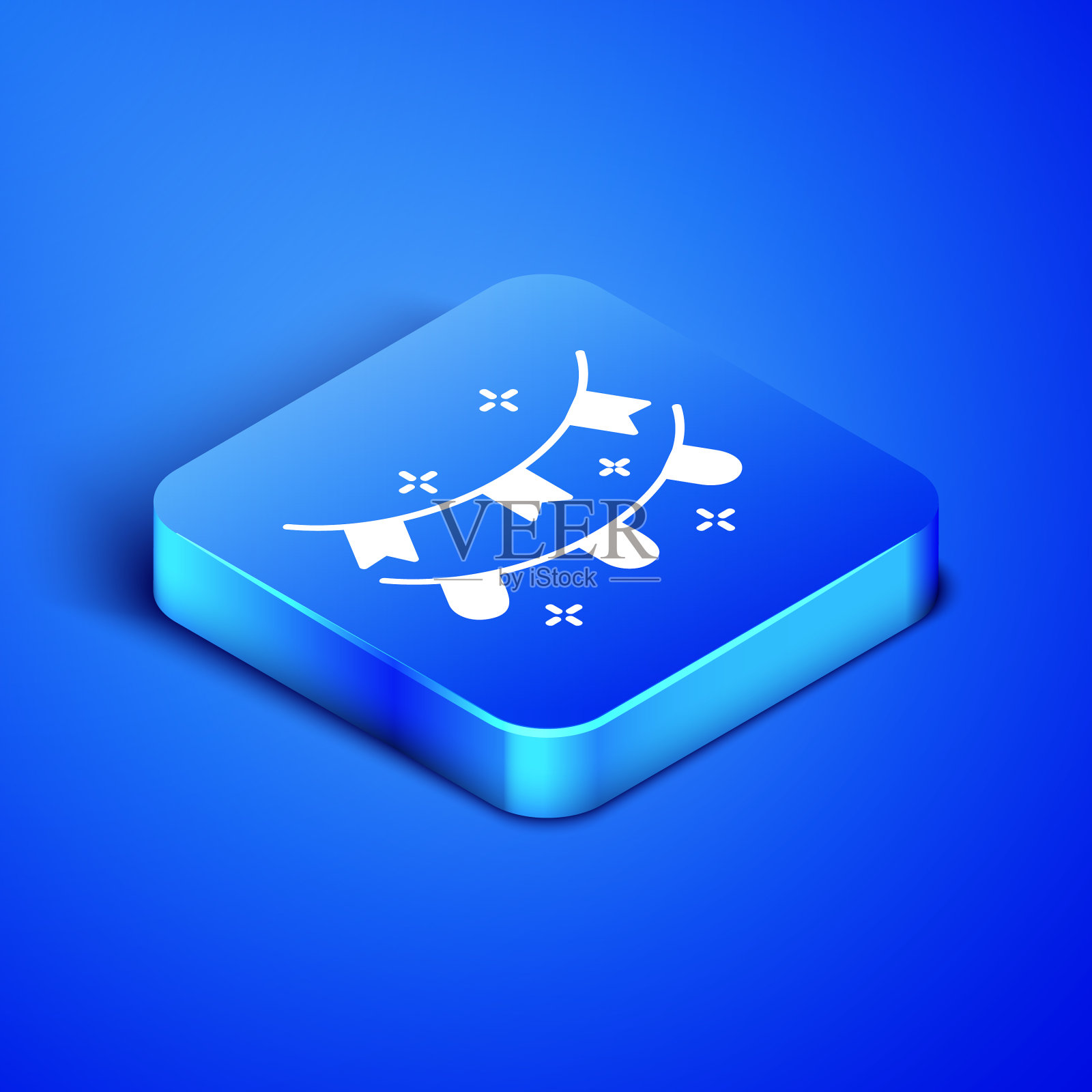 等距的狂欢节花环与旗帜图标图标素材