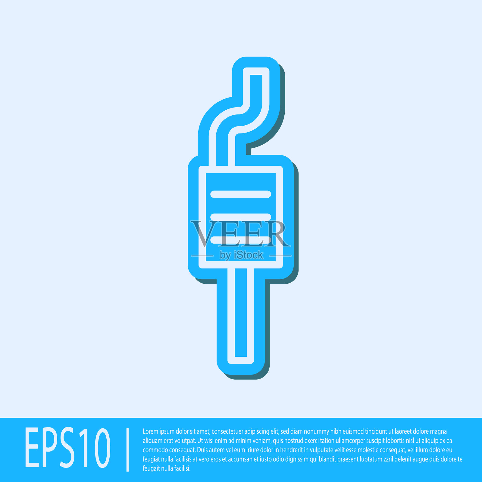 蓝色线汽车消声器图标隔离灰色插画图片素材