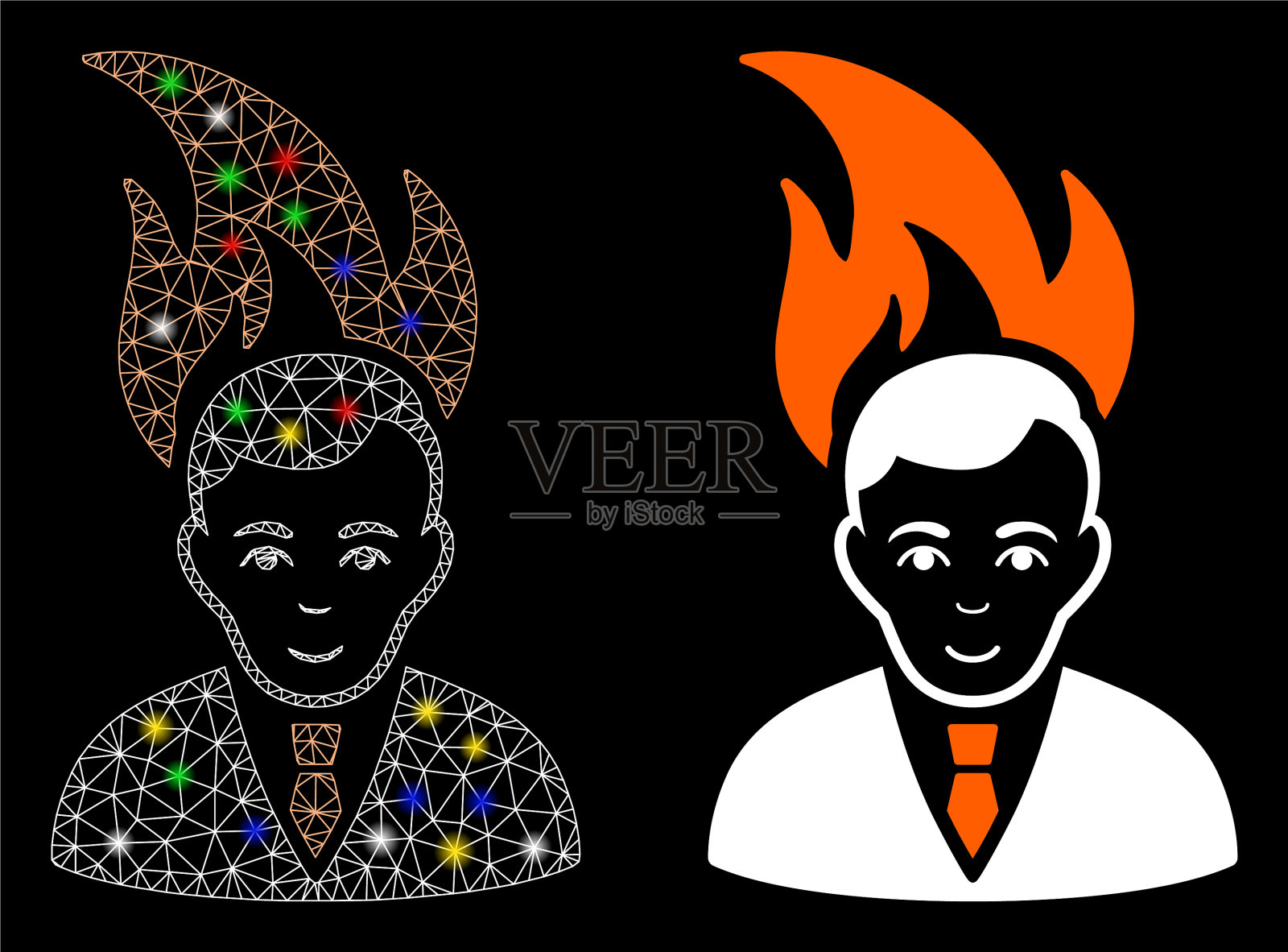 耀斑网格网络解雇经理图标耀斑插画图片素材