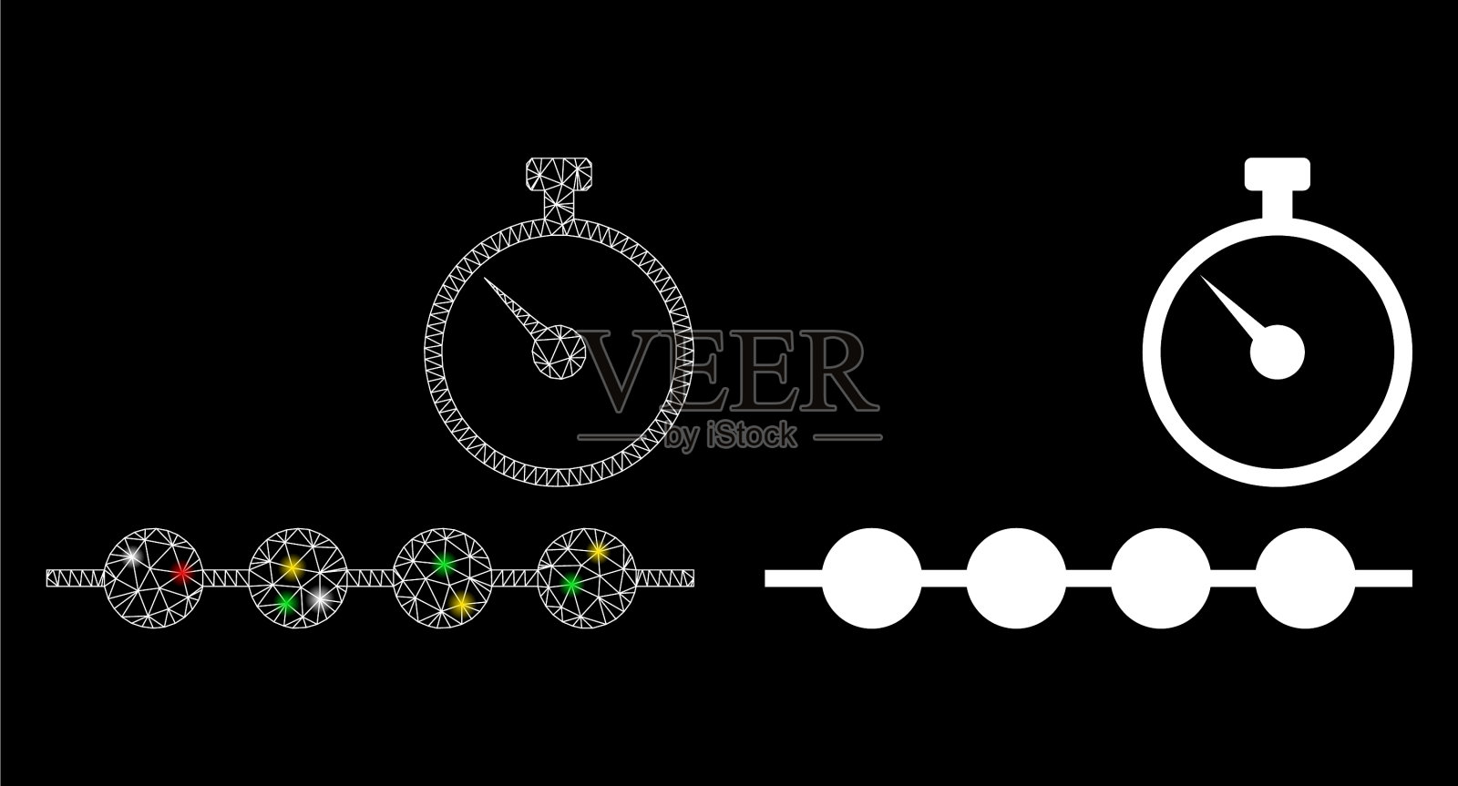 明快的网眼骨架上标有时间线的图标插画图片素材