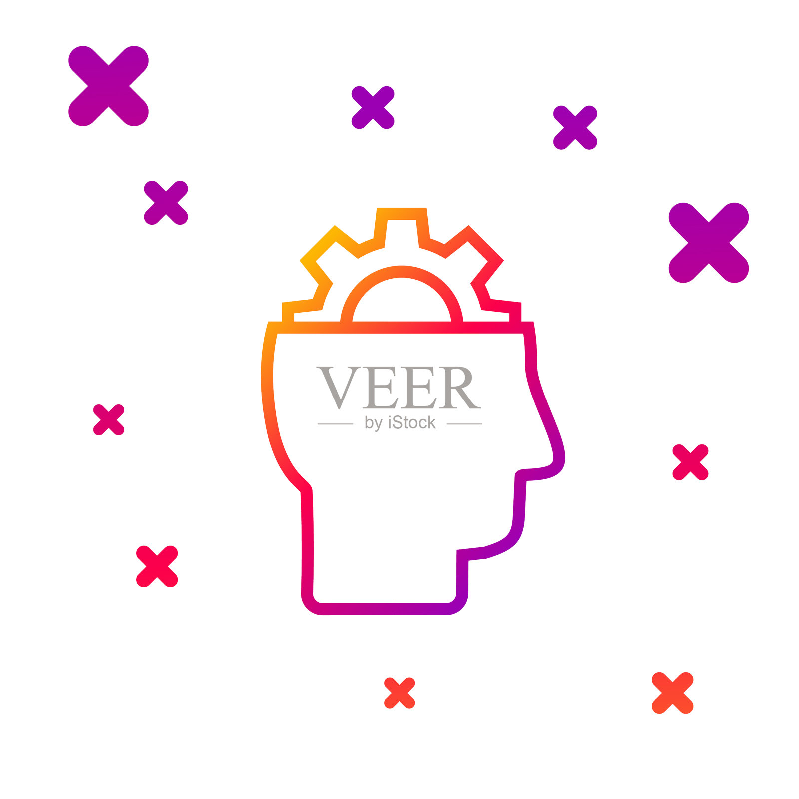 色线人与齿轮内的图标隔离上图标素材