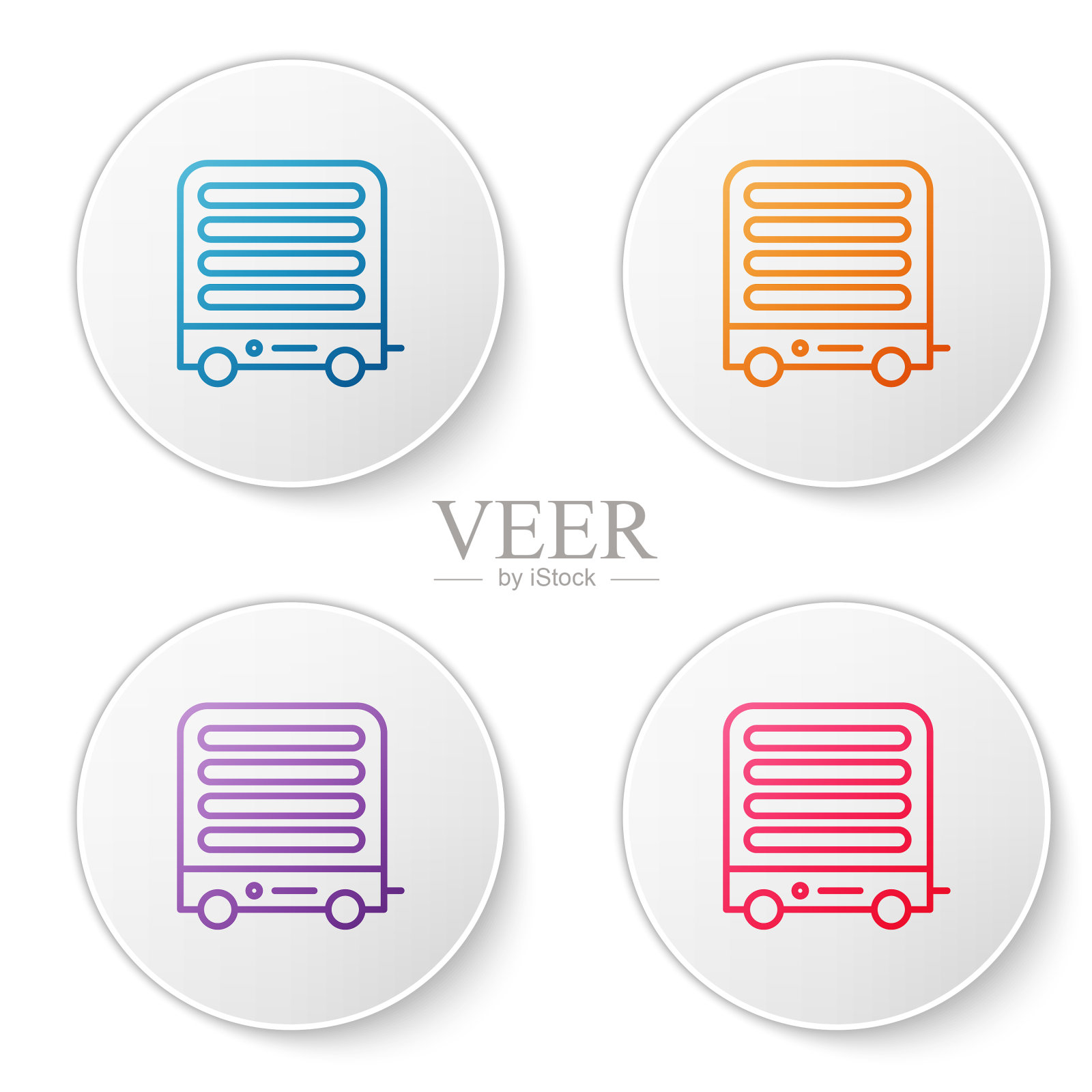 彩色线电加热器图标隔离在白色图标素材