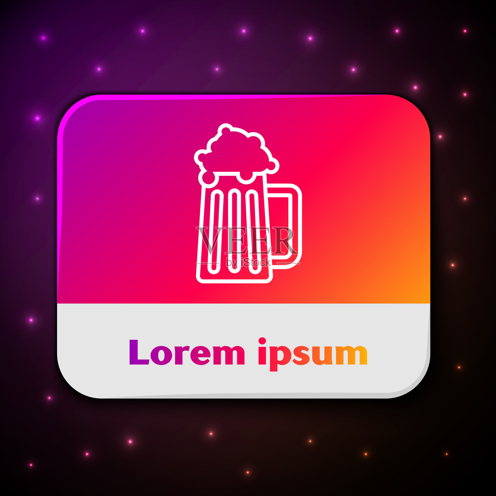 白线木制啤酒杯图标孤立在黑色插画图片素材