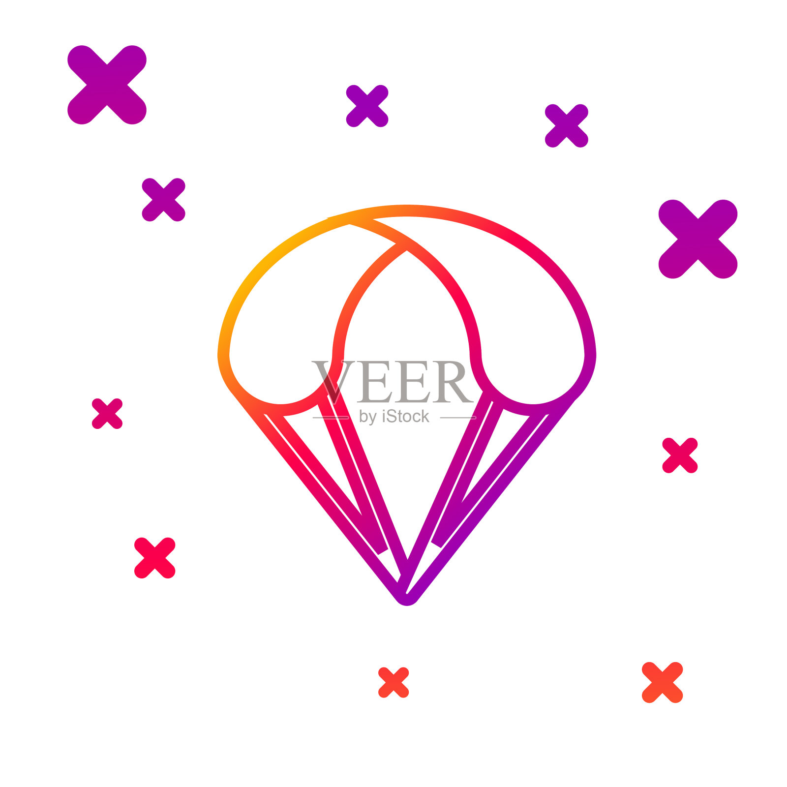 彩色线降落伞图标孤立在白色图标素材