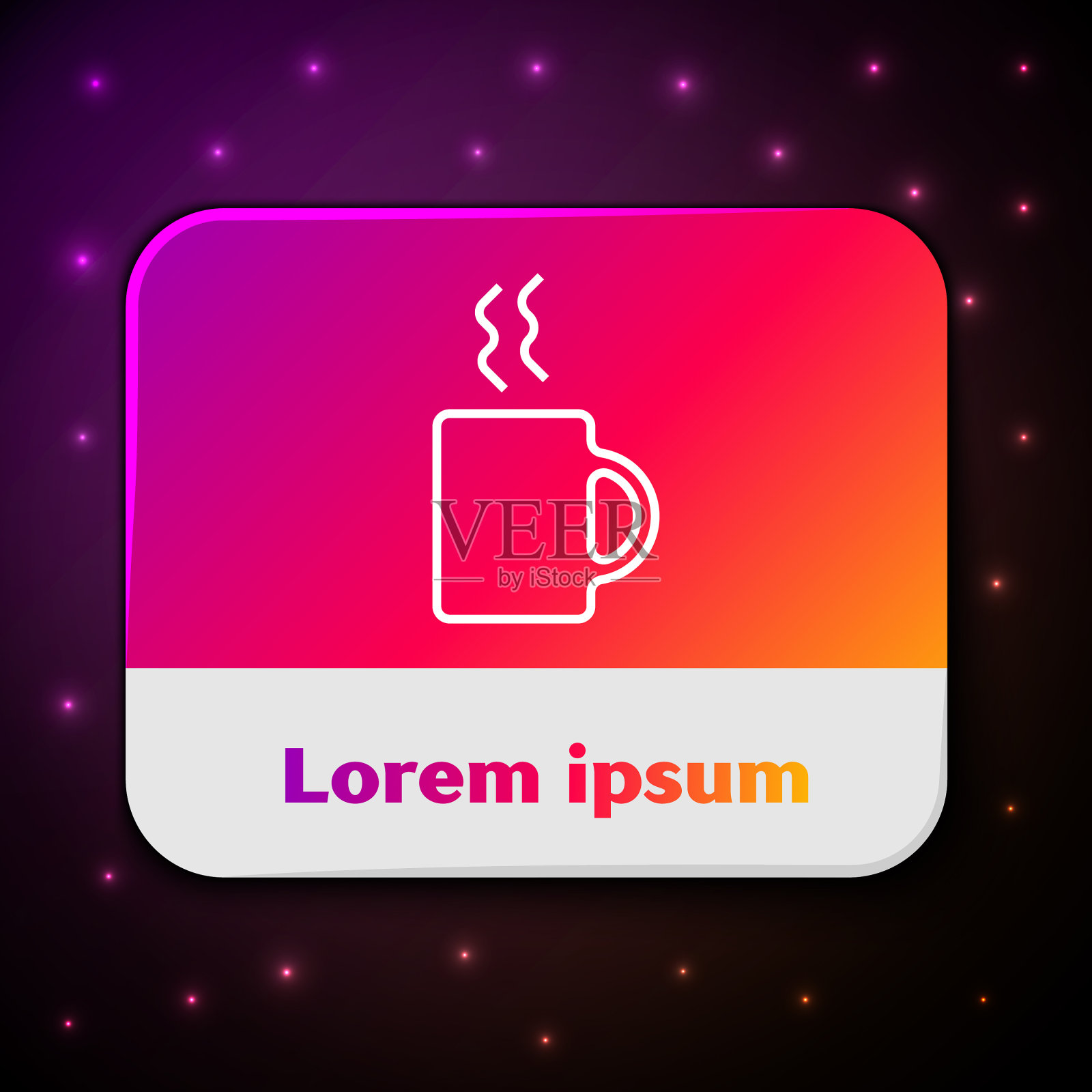 白线咖啡杯图标孤立在黑色图标素材