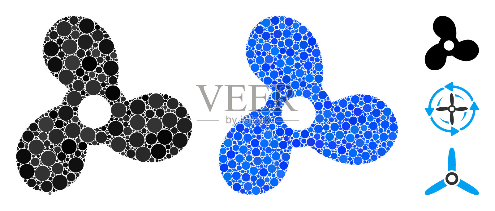 船螺旋桨组成圆点图标插画图片素材