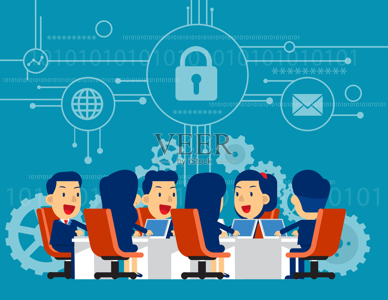 安全团队会议概念业务插画图片素材