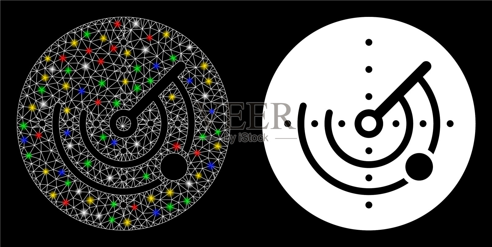 耀斑网雷达带有耀斑的图标插画图片素材