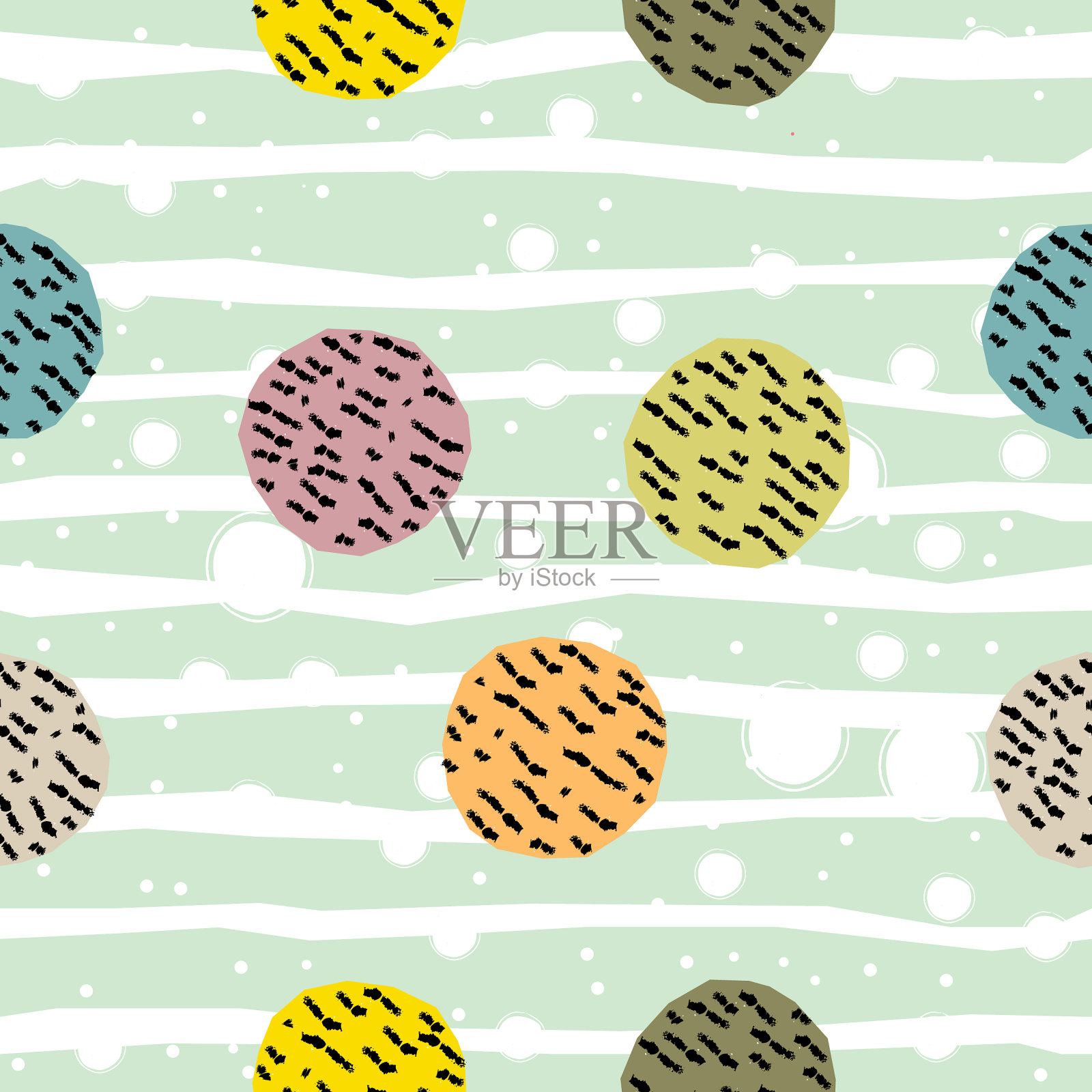 可爱的背景无缝模式与手绘插画图片素材