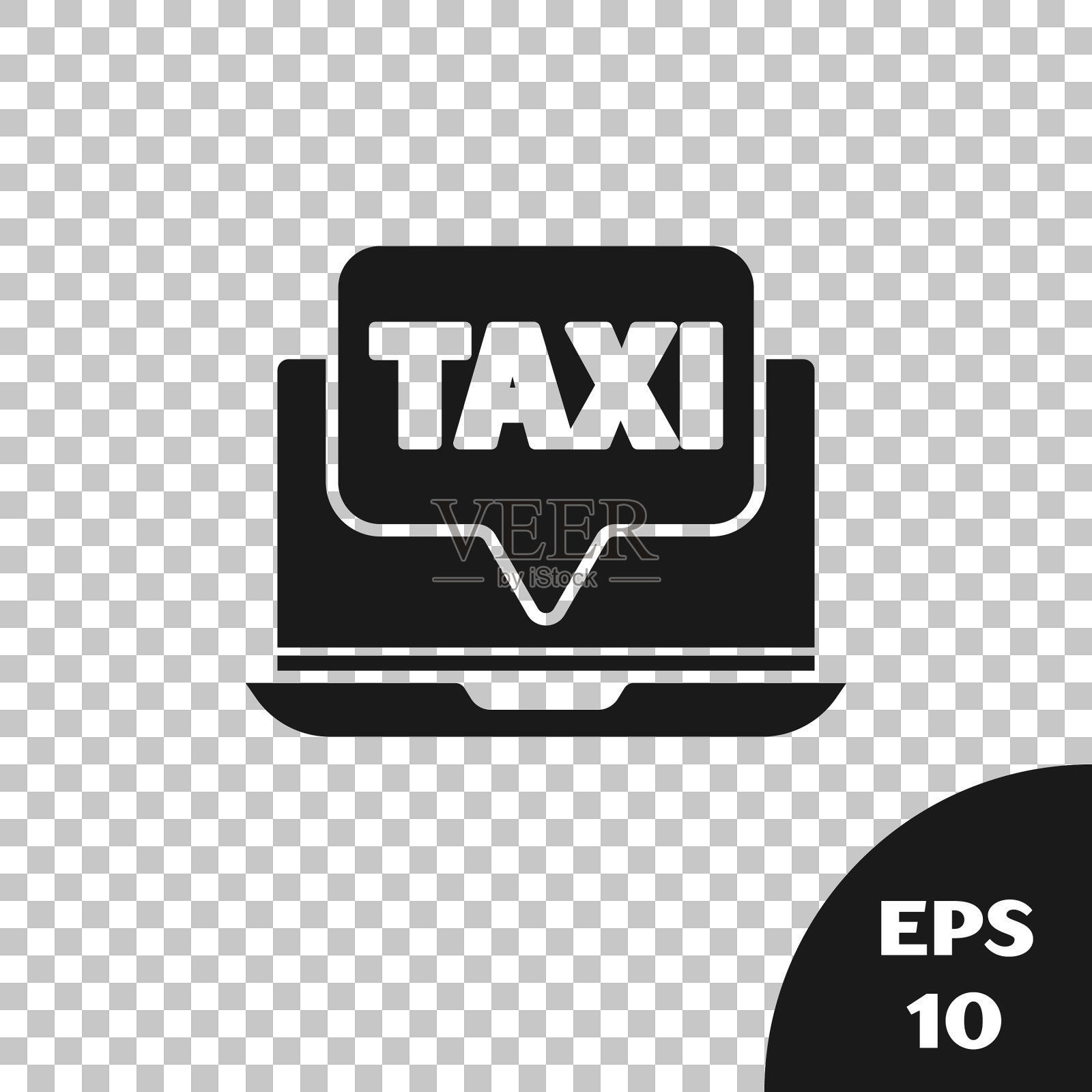 黑色笔记本叫出租车服务图标隔离插画图片素材