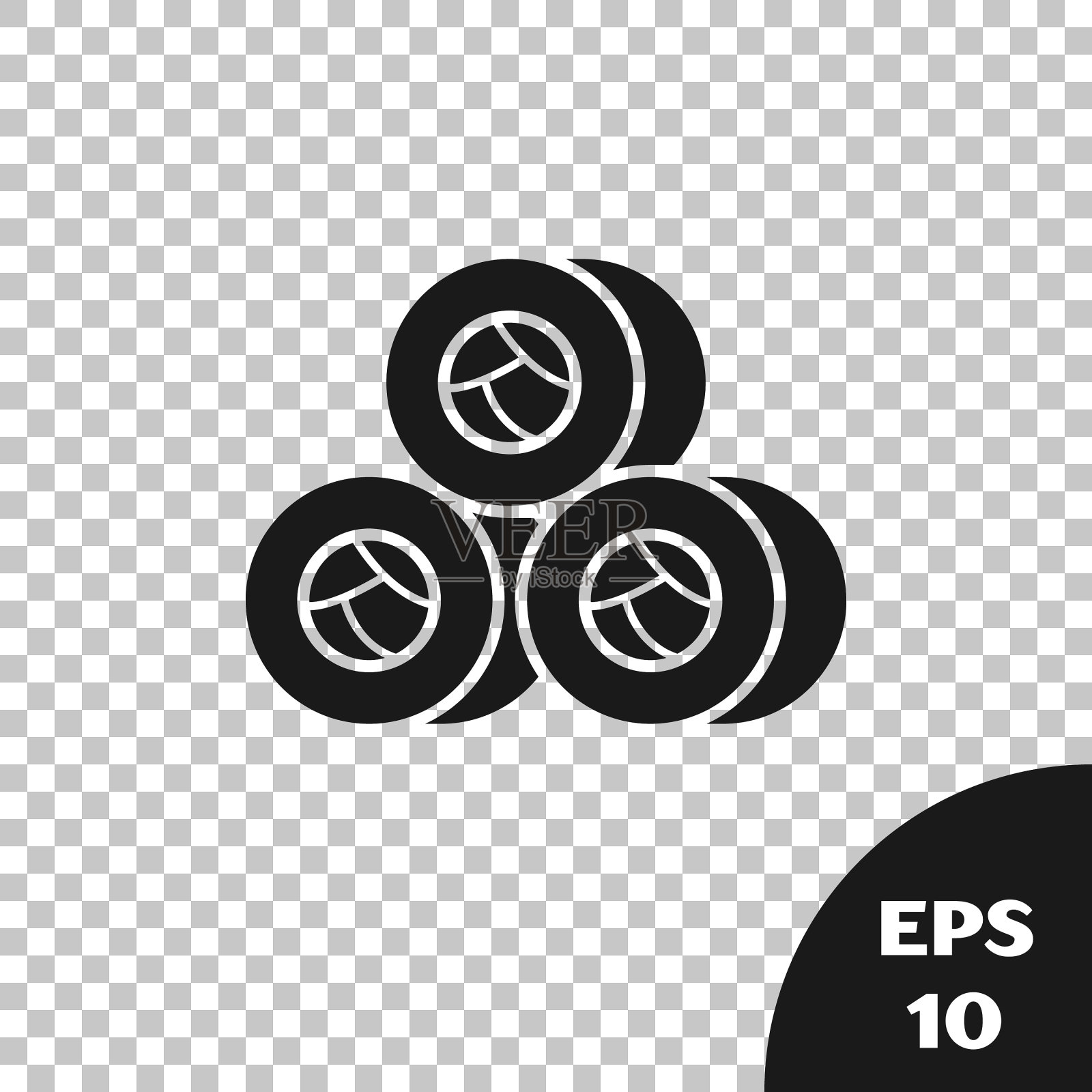 黑色寿司图标孤立上透明插画图片素材