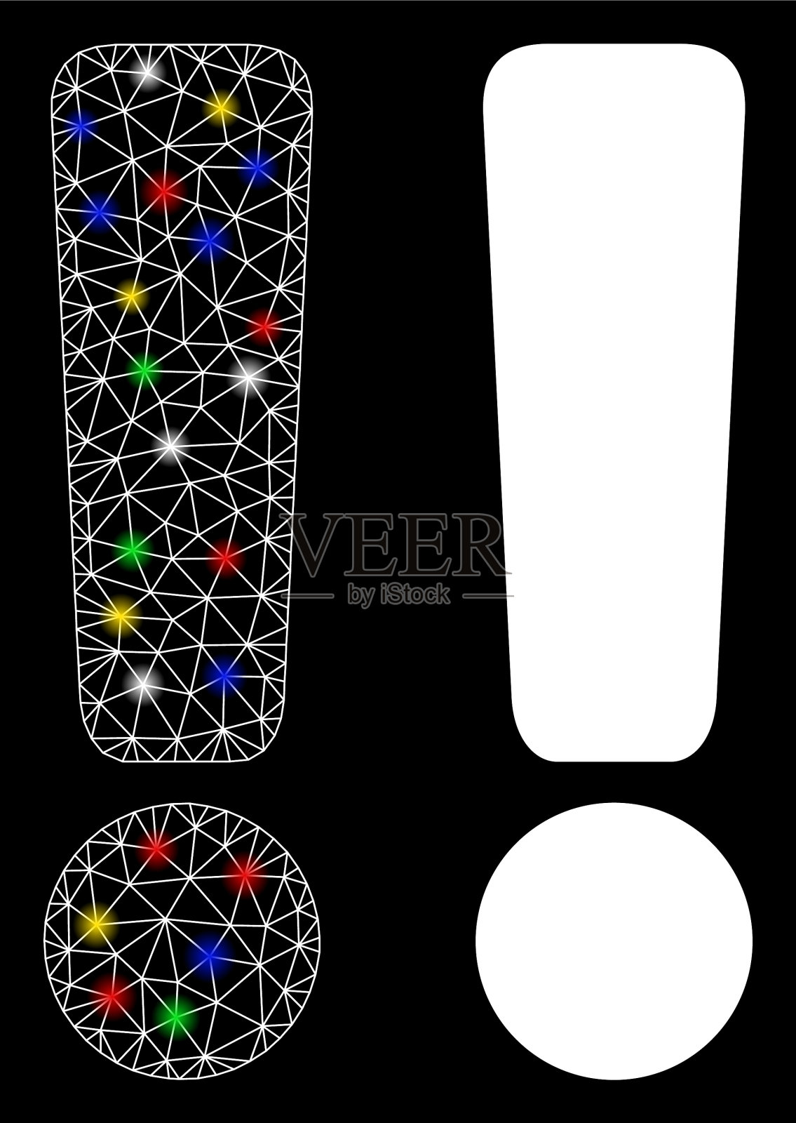 耀斑网格2d感叹号图标耀斑插画图片素材