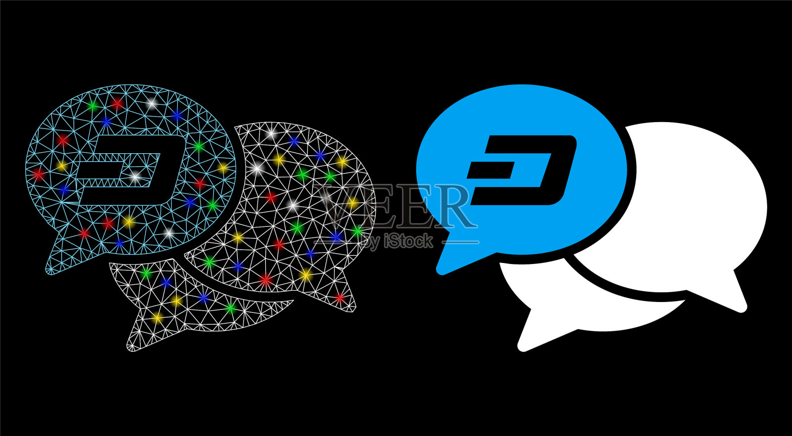 光滑的网状网络dash网络inar图标与耀斑插画图片素材