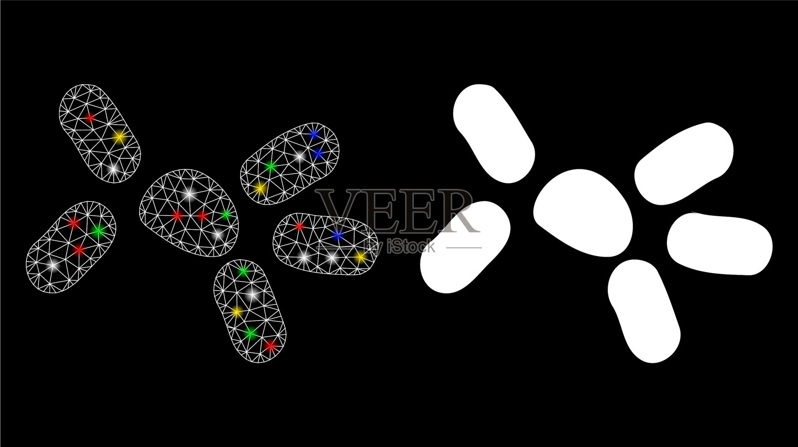 有光泽的网丝框架酵母图标与耀斑插画图片素材