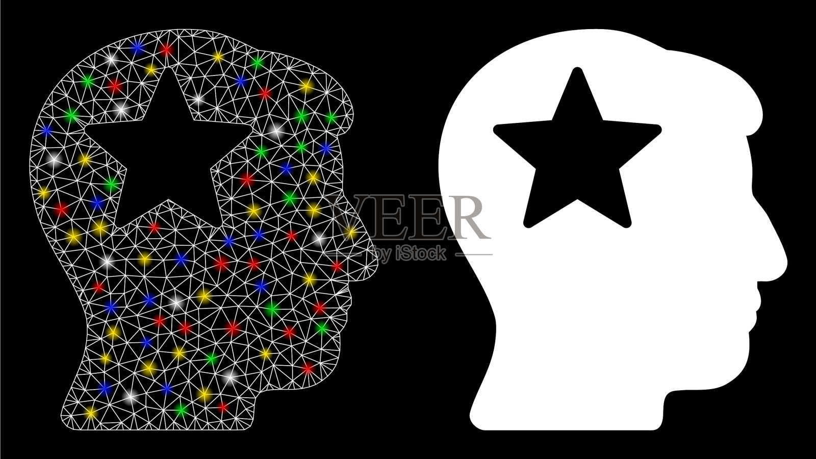 耀斑网格2d星头图标耀斑点插画图片素材