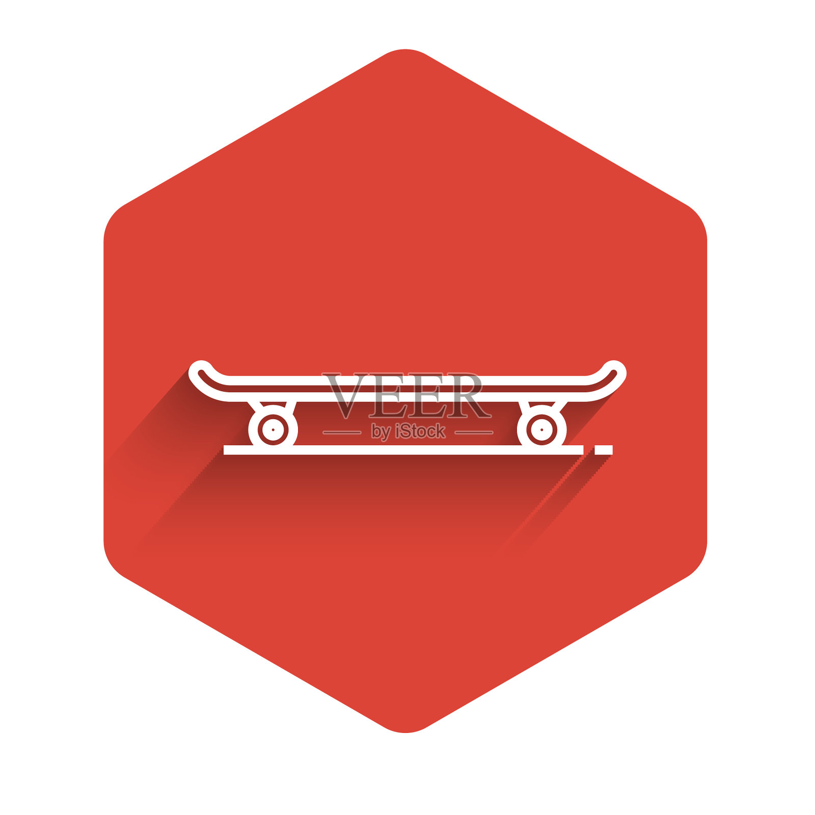 白色线滑板图标孤立与长插画图片素材