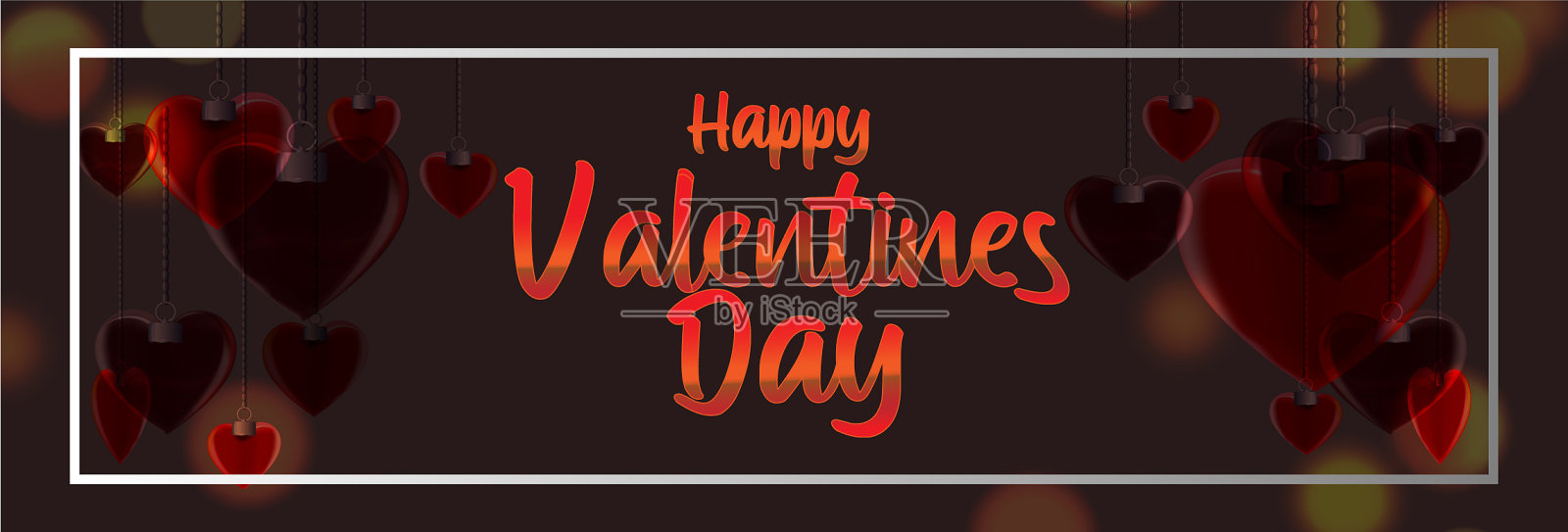 情人节长横幅与黑暗的背景插画图片素材