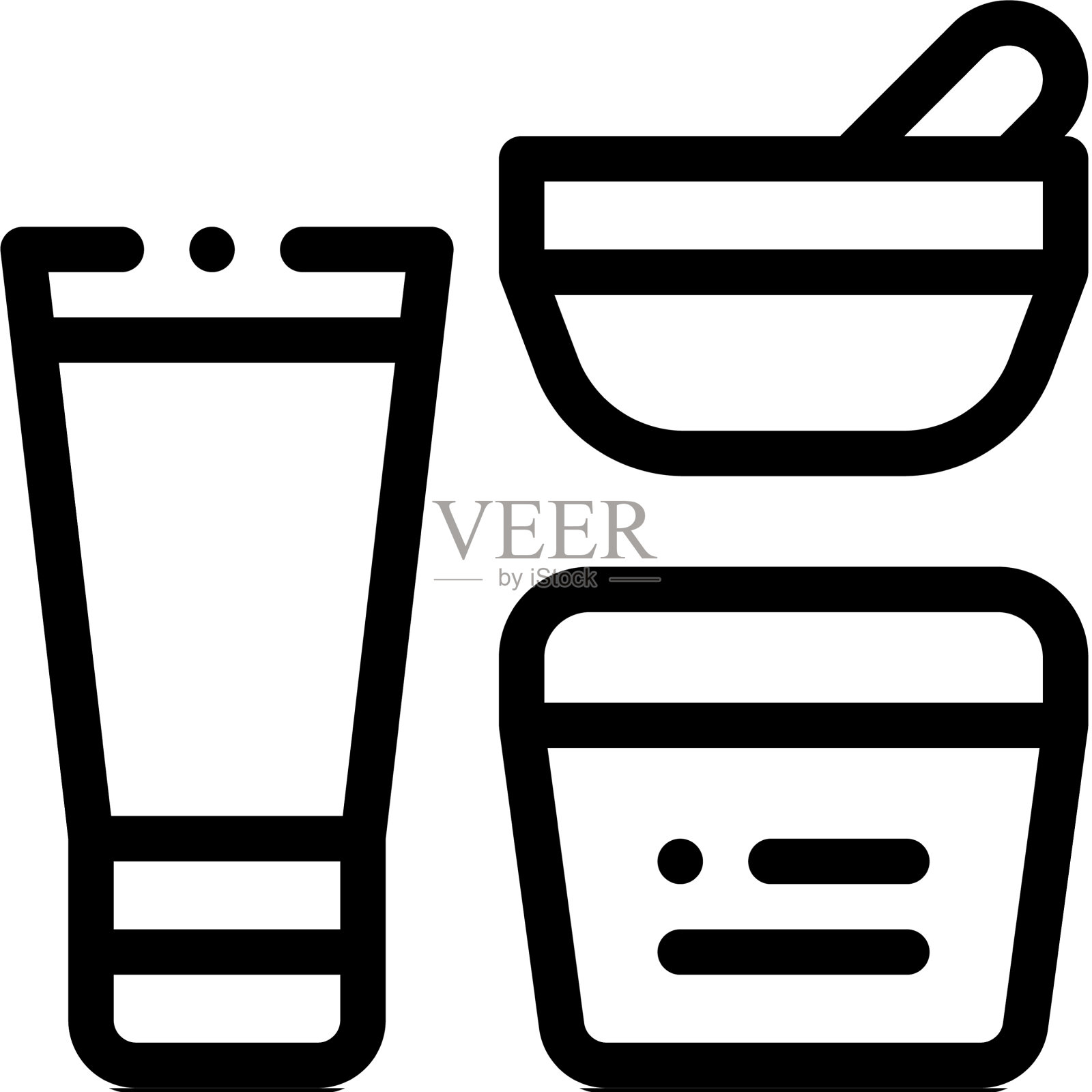 化妆品容器管图标轮廓图标素材