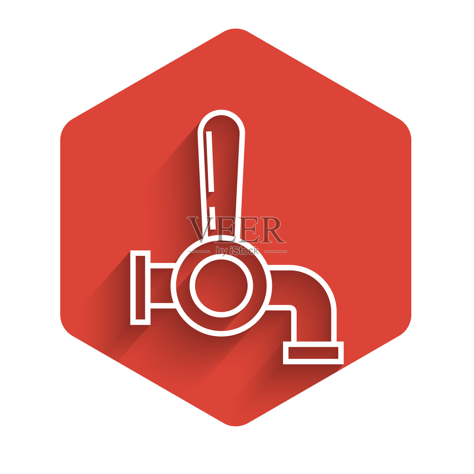 白色线啤酒龙头图标孤立与长阴影插画图片素材