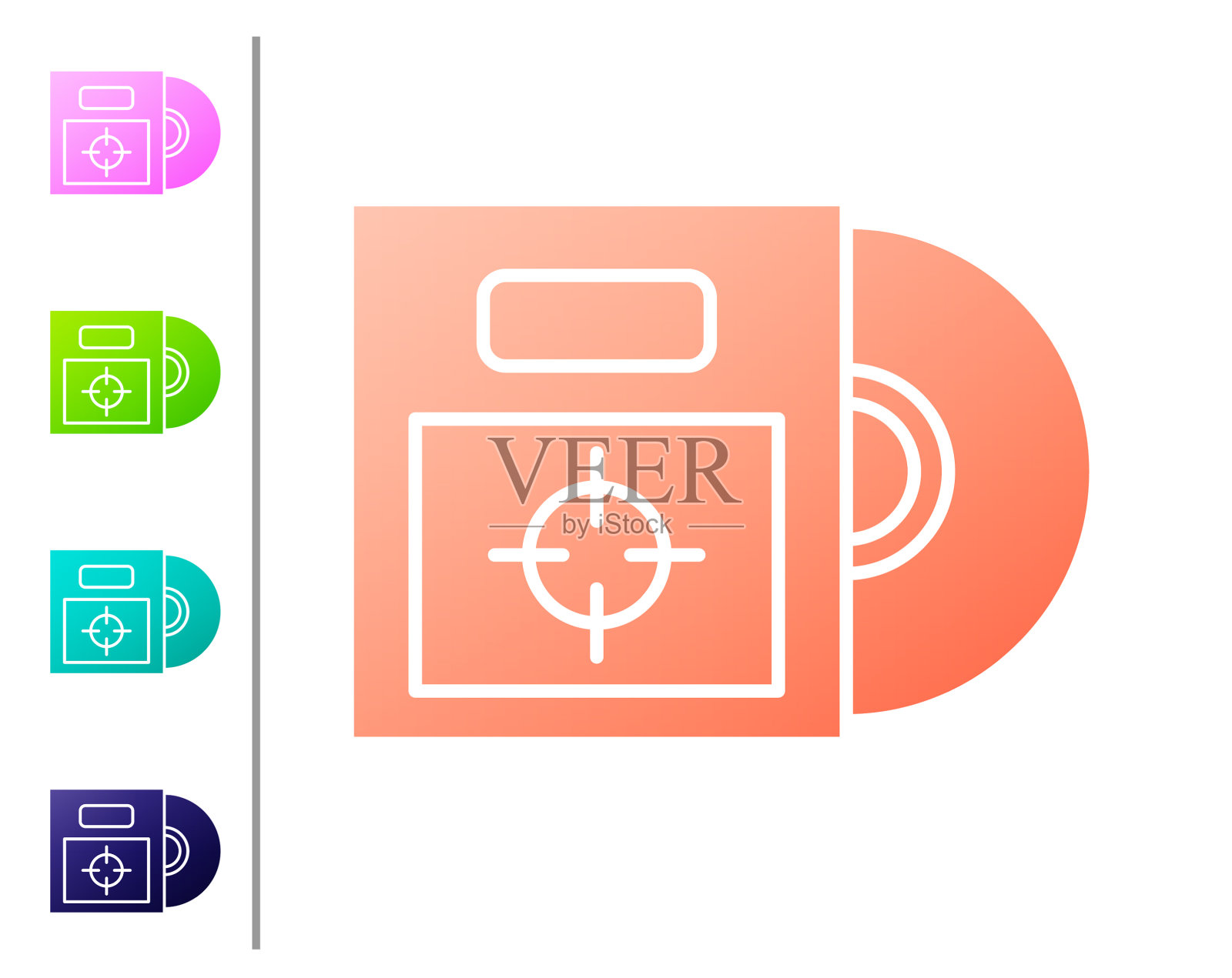 珊瑚CD或DVD光盘盒图标隔离在白色图标素材