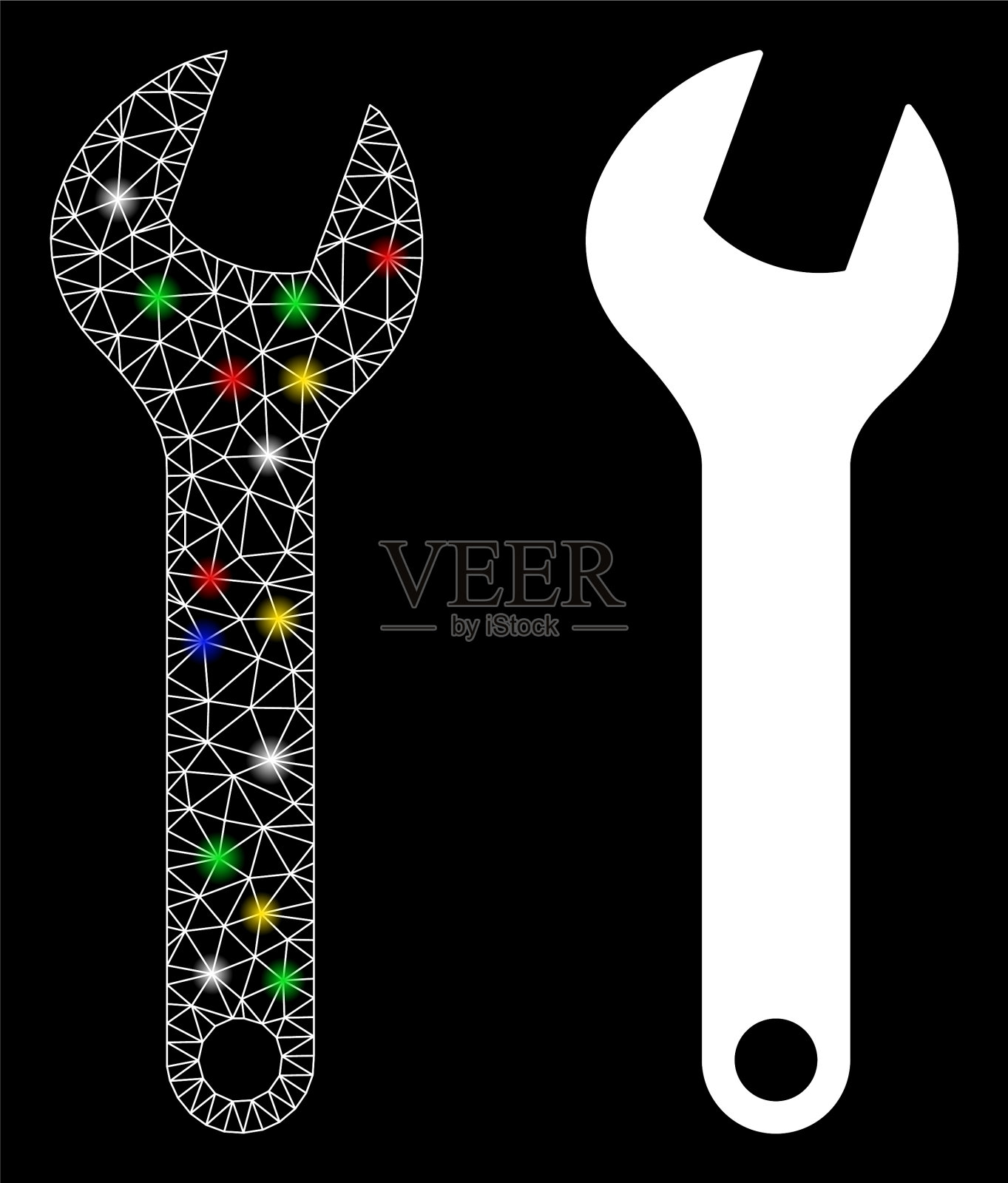 耀斑网格2d扳手图标耀斑点插画图片素材