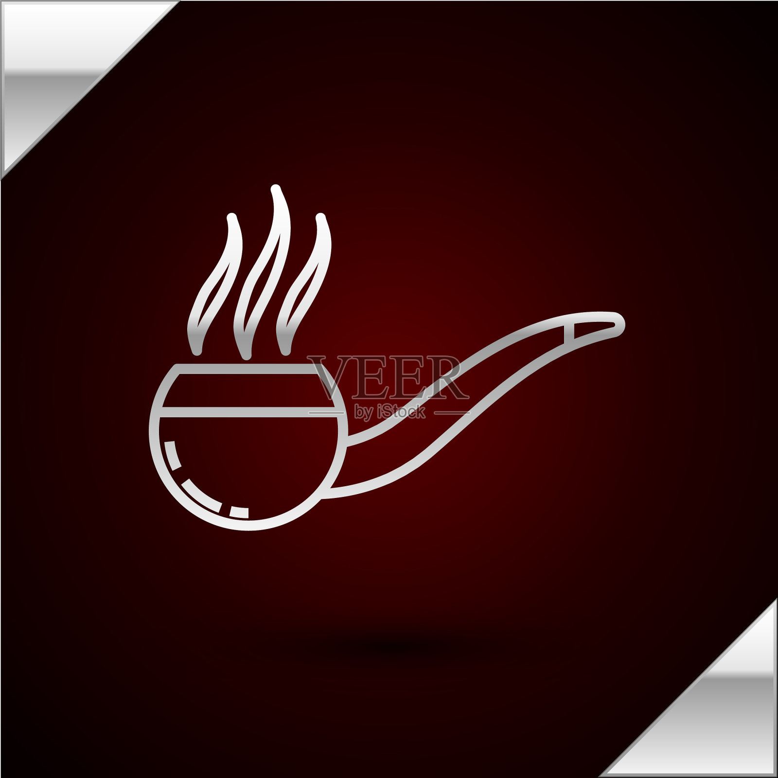 银线烟筒与烟雾图标隔离插画图片素材