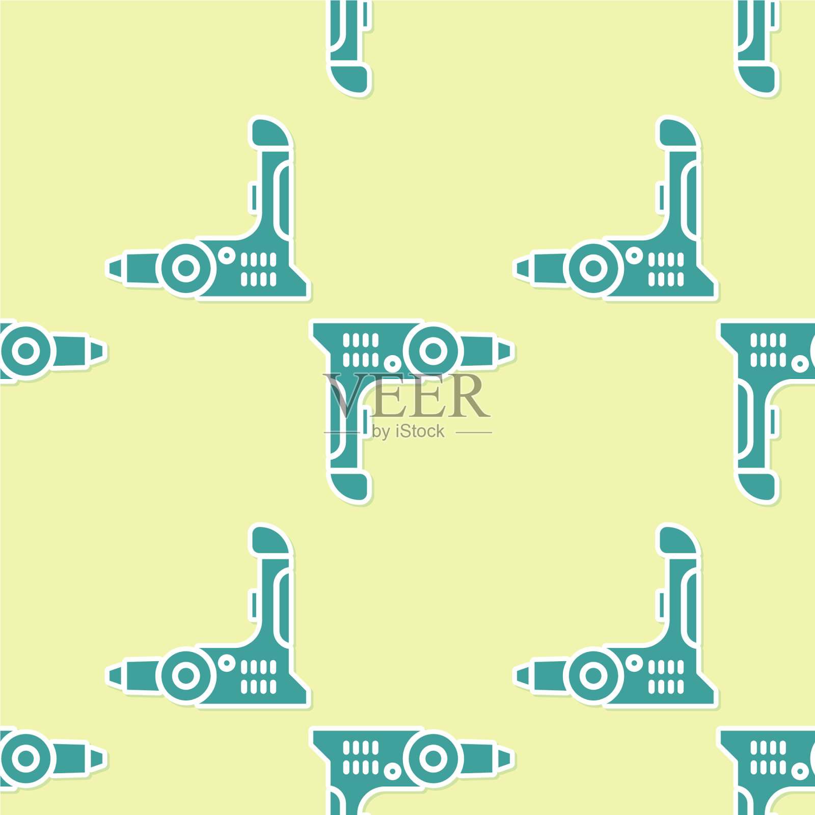 绿色电钻机图标孤立插画图片素材