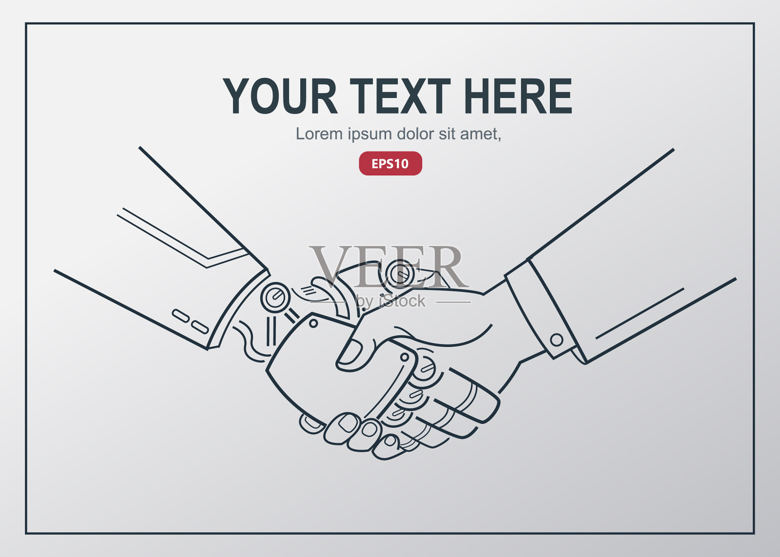 商业人类和机器人握手的概念插画图片素材