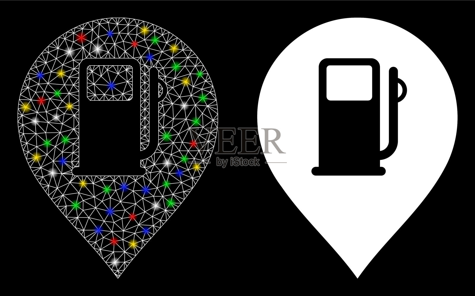 火炬网2d加油站标志图标与火炬插画图片素材