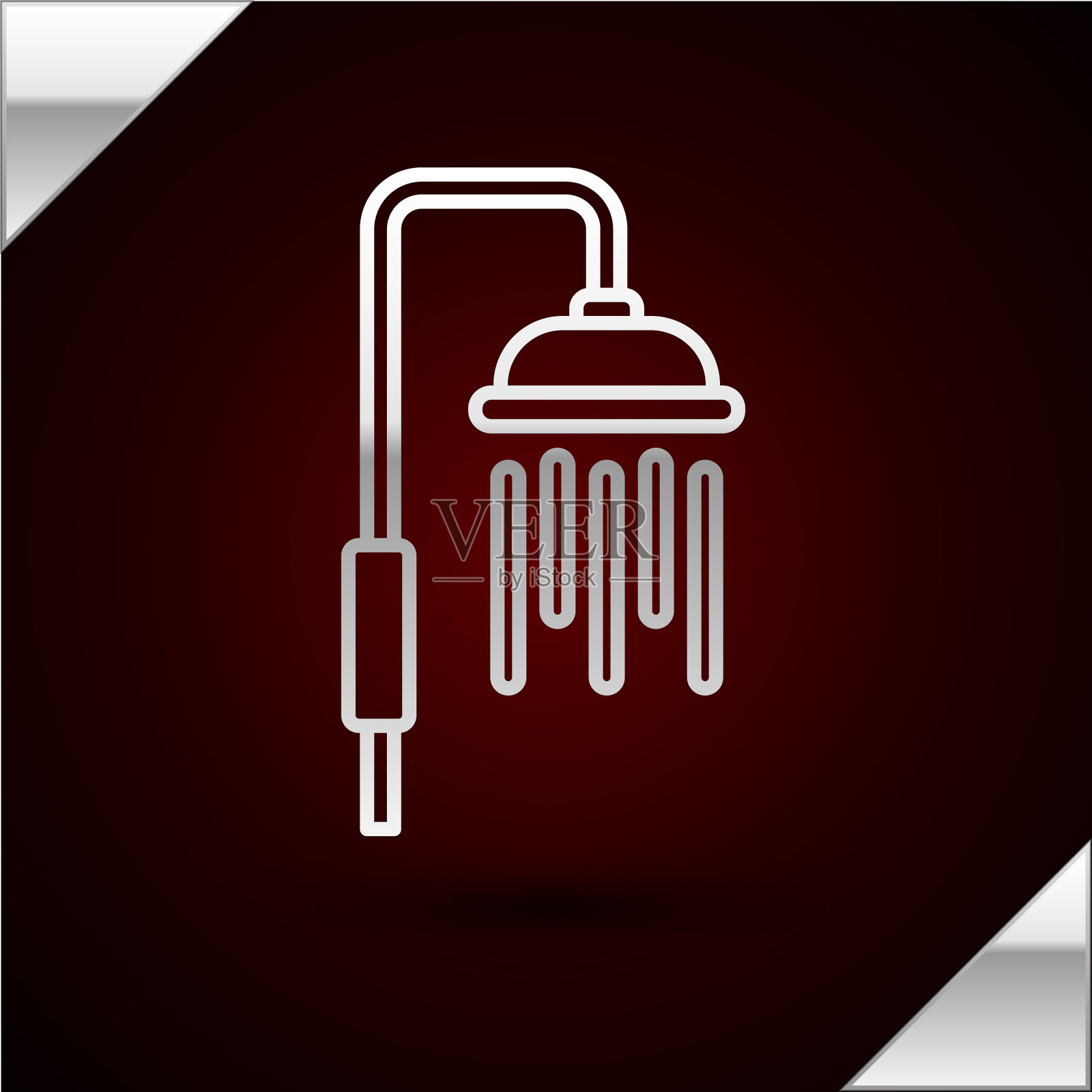 银线淋浴头,有水滴流动插画图片素材