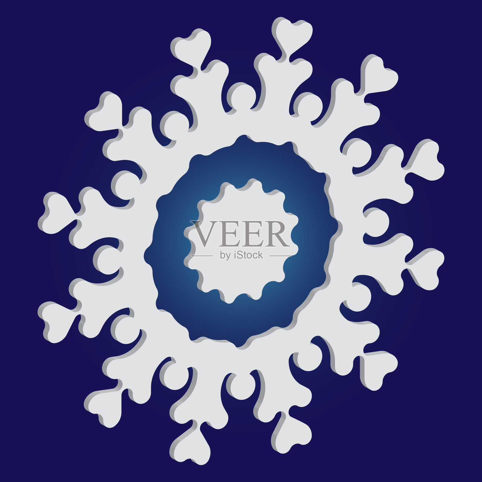 孤立的剪影雪花在蓝色插画图片素材