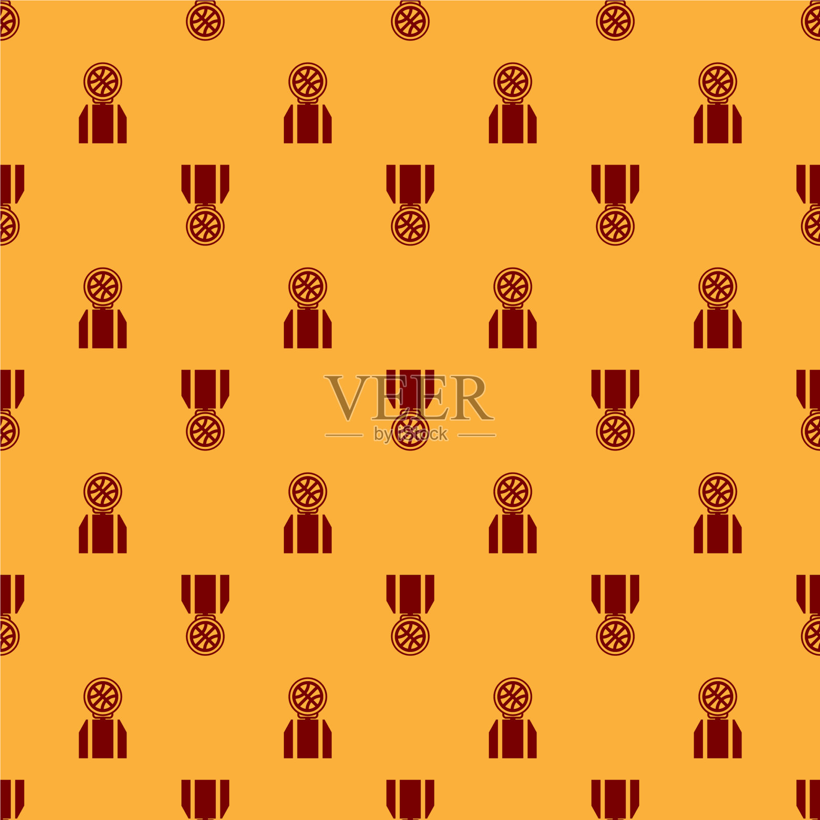 红色篮球奖章与丝带图标孤立插画图片素材