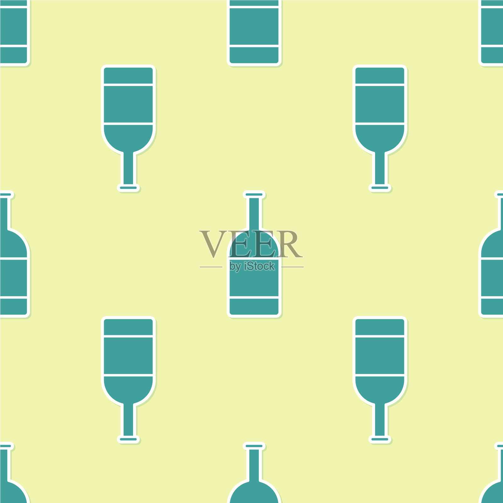 绿色啤酒瓶图标隔离无缝模式插画图片素材