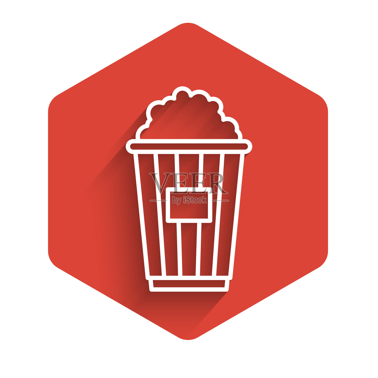 白线爆米花在纸盒图标孤立插画图片素材