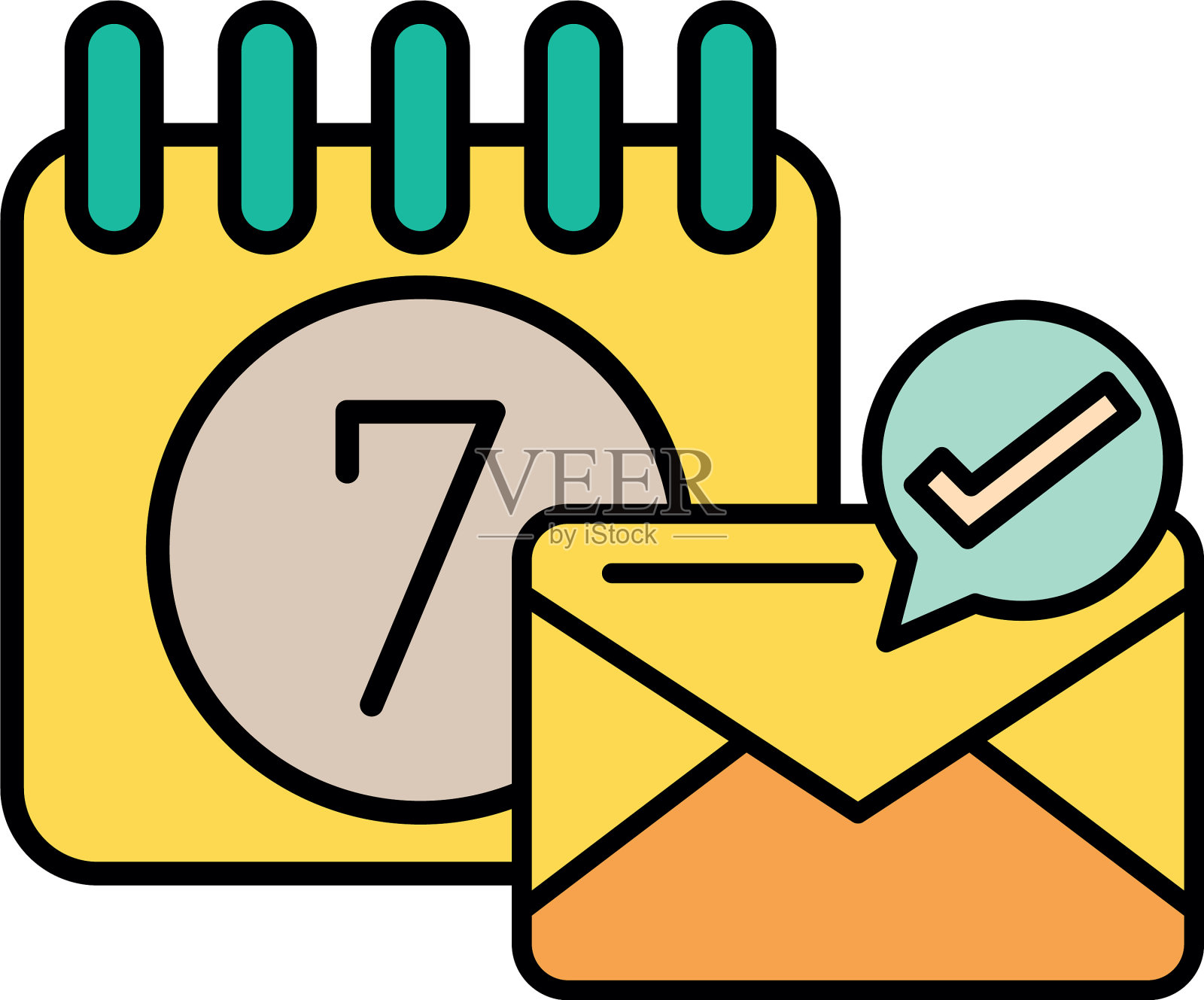 带有检查符号的日历提醒日期插画图片素材