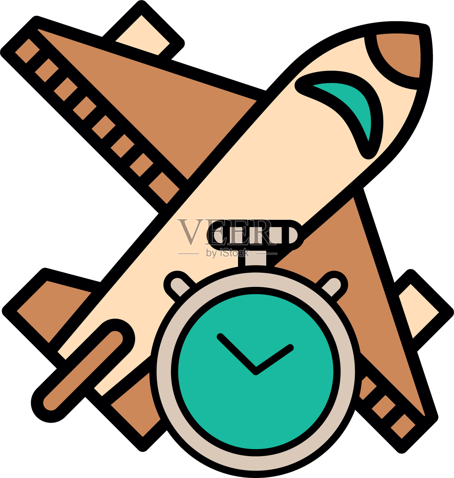 带计时器的飞机飞行插画图片素材