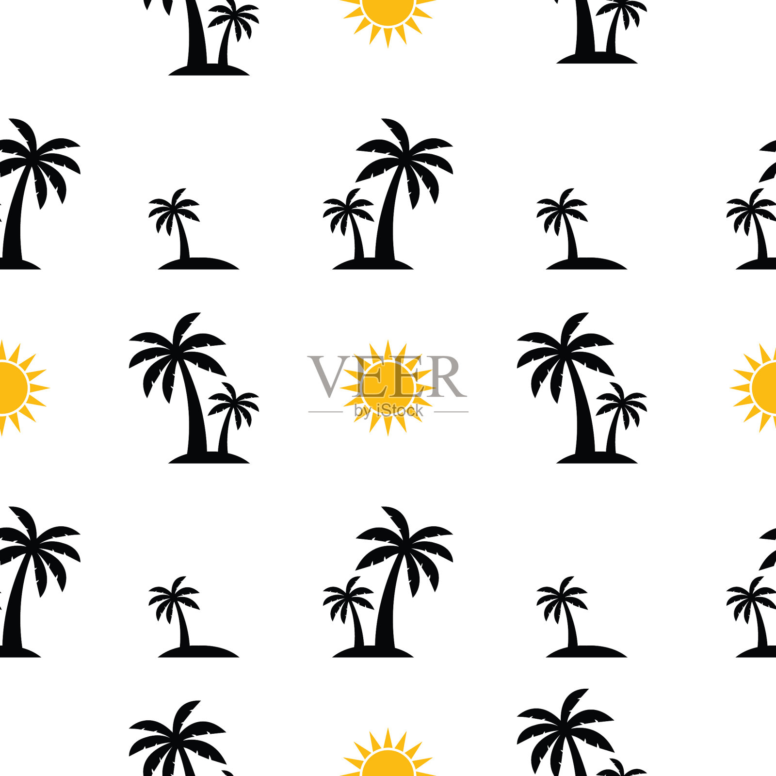 用掌和太阳的无缝图案都可以使用插画图片素材