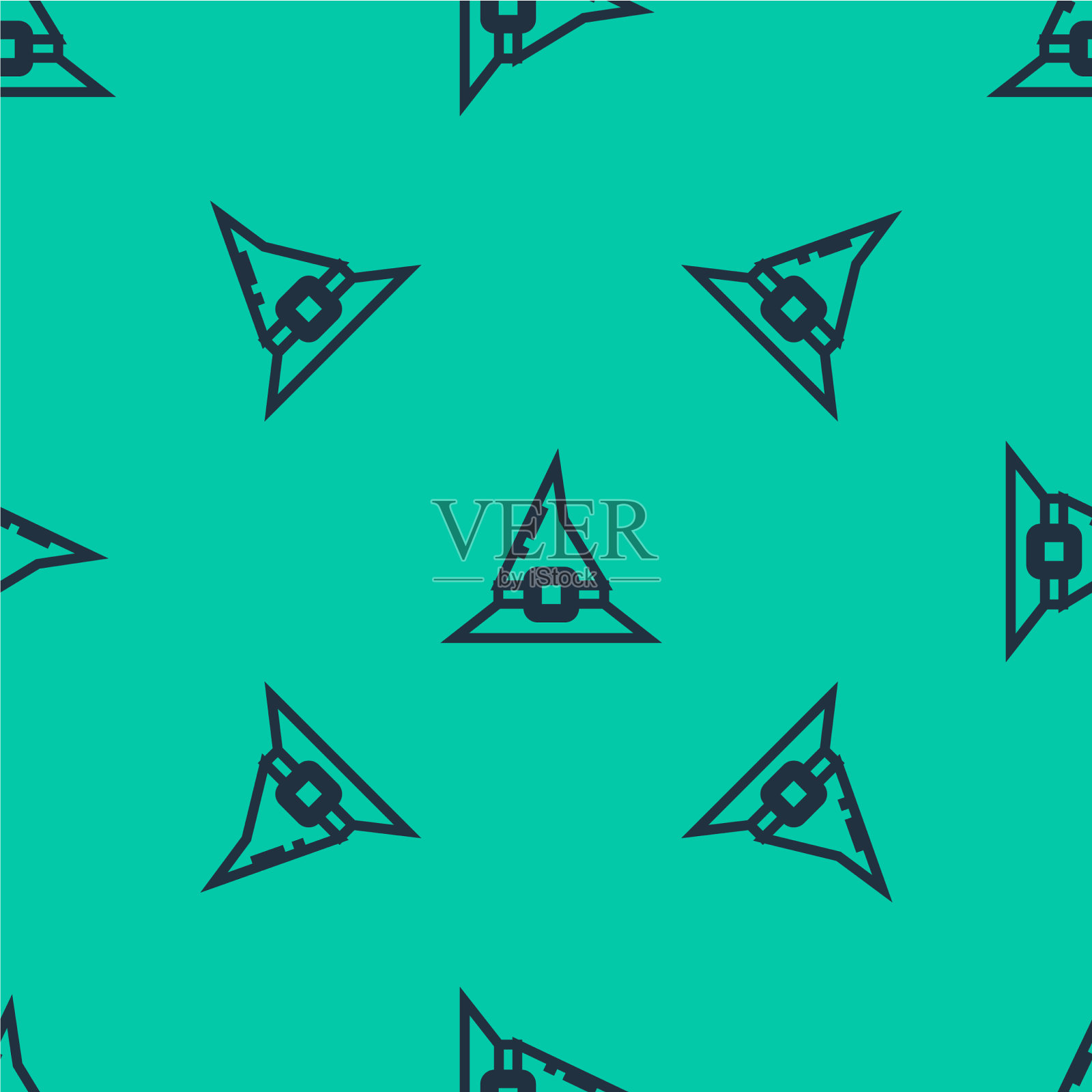 蓝线女巫帽图标隔离无缝图案插画图片素材