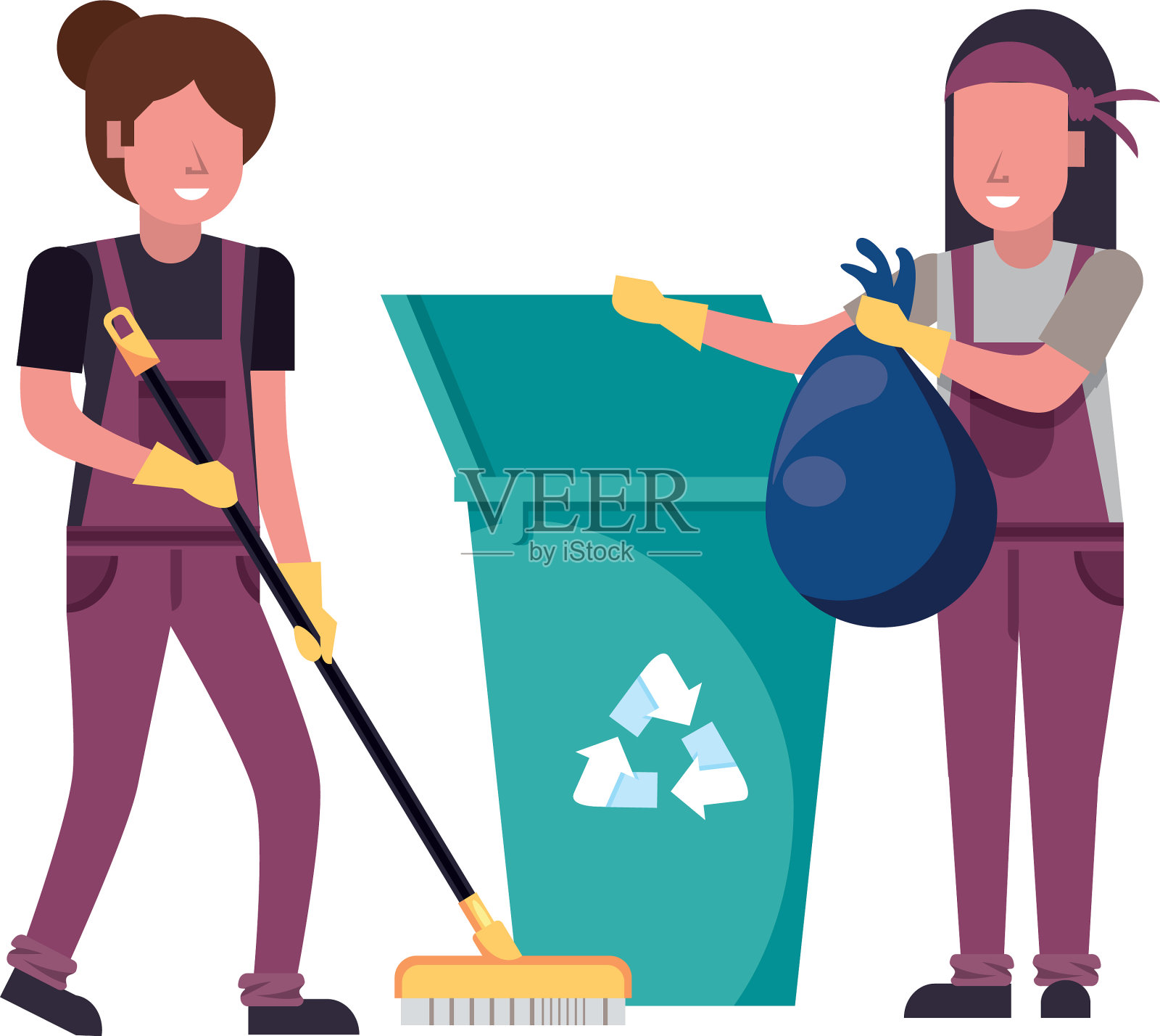 用设备管理女工人插画图片素材