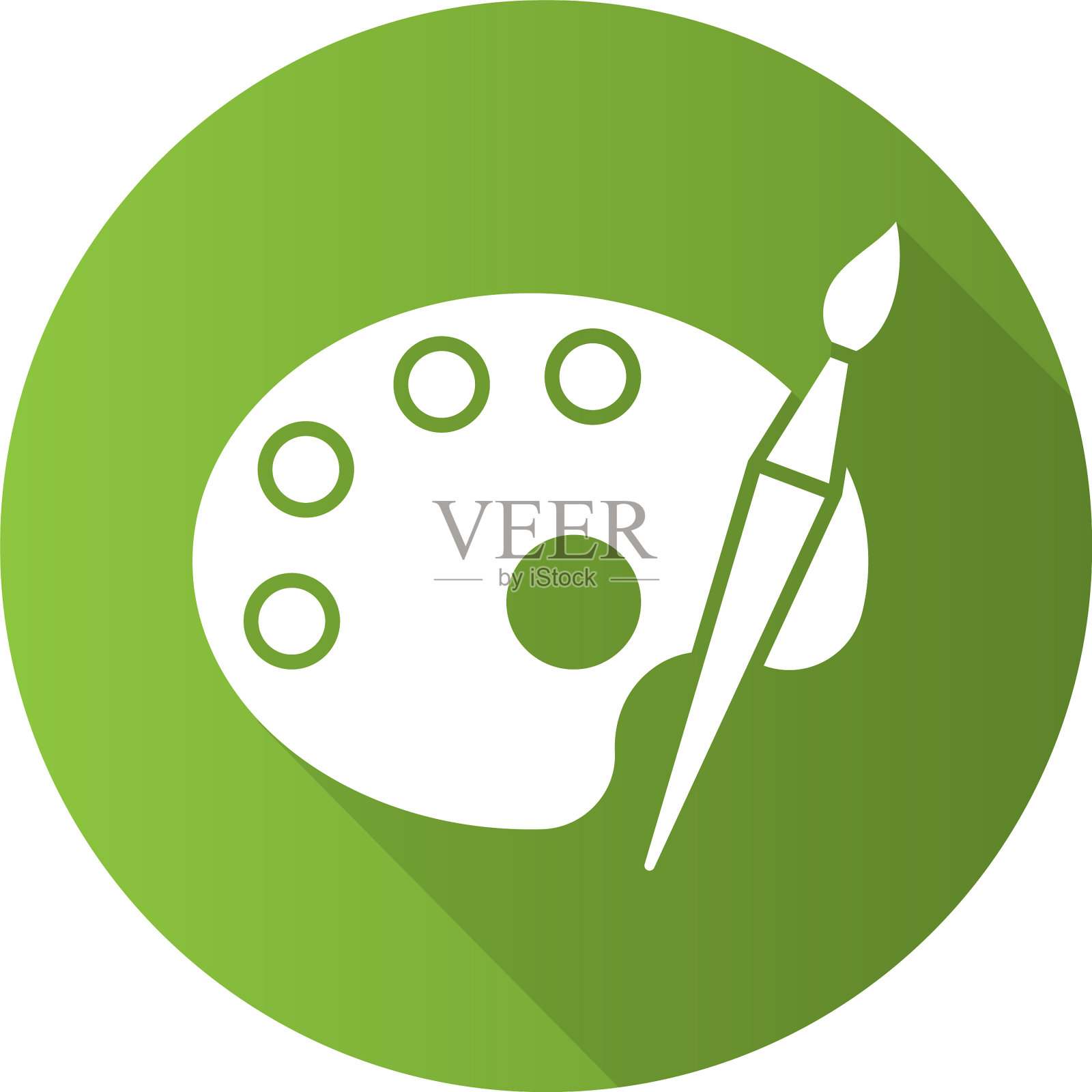 调色板与刷平设计长阴影字形图标素材