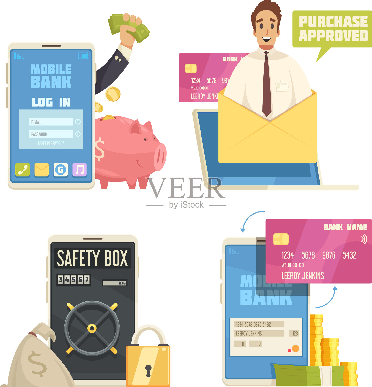 移动银行概念图标集图标素材