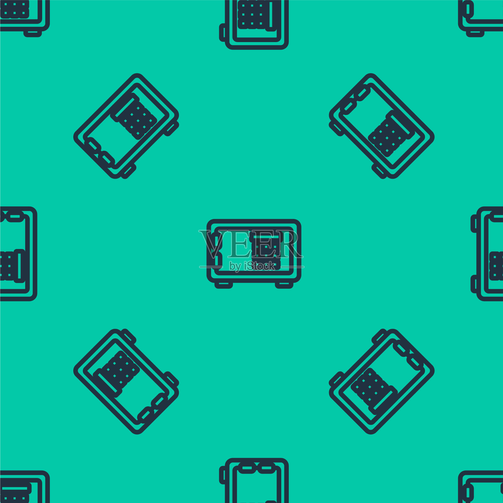 蓝线安全图标隔离无缝图案上插画图片素材